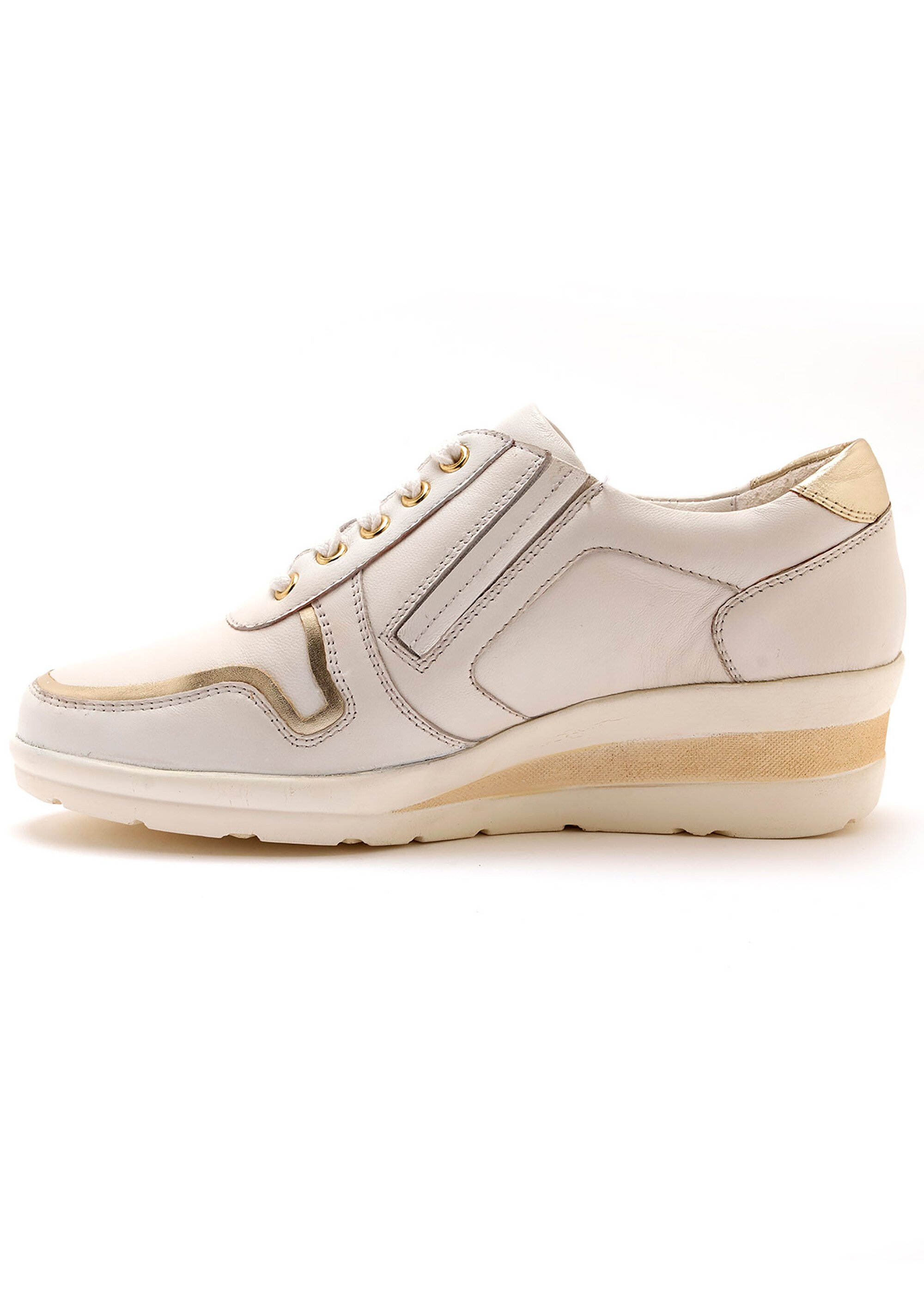 Baskets cuir lacées et zippées largeur confort Femme Blanc WAGOLDIE DE2