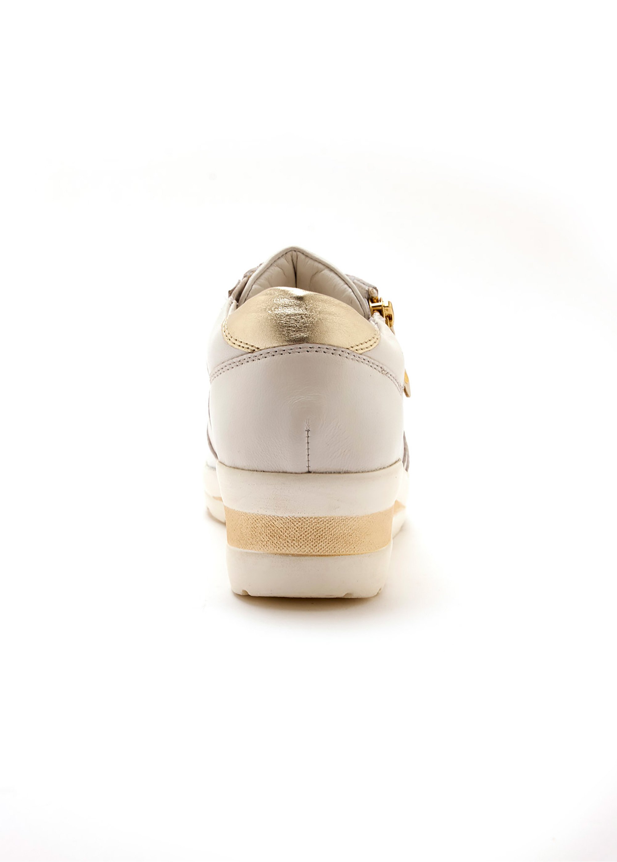 Baskets cuir lacées et zippées largeur confort Femme Blanc WAGOLDIE DO1