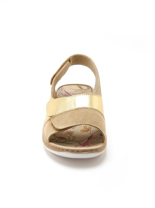 Sandales cuir confortables, extra large Femme Beige WALINA FA2