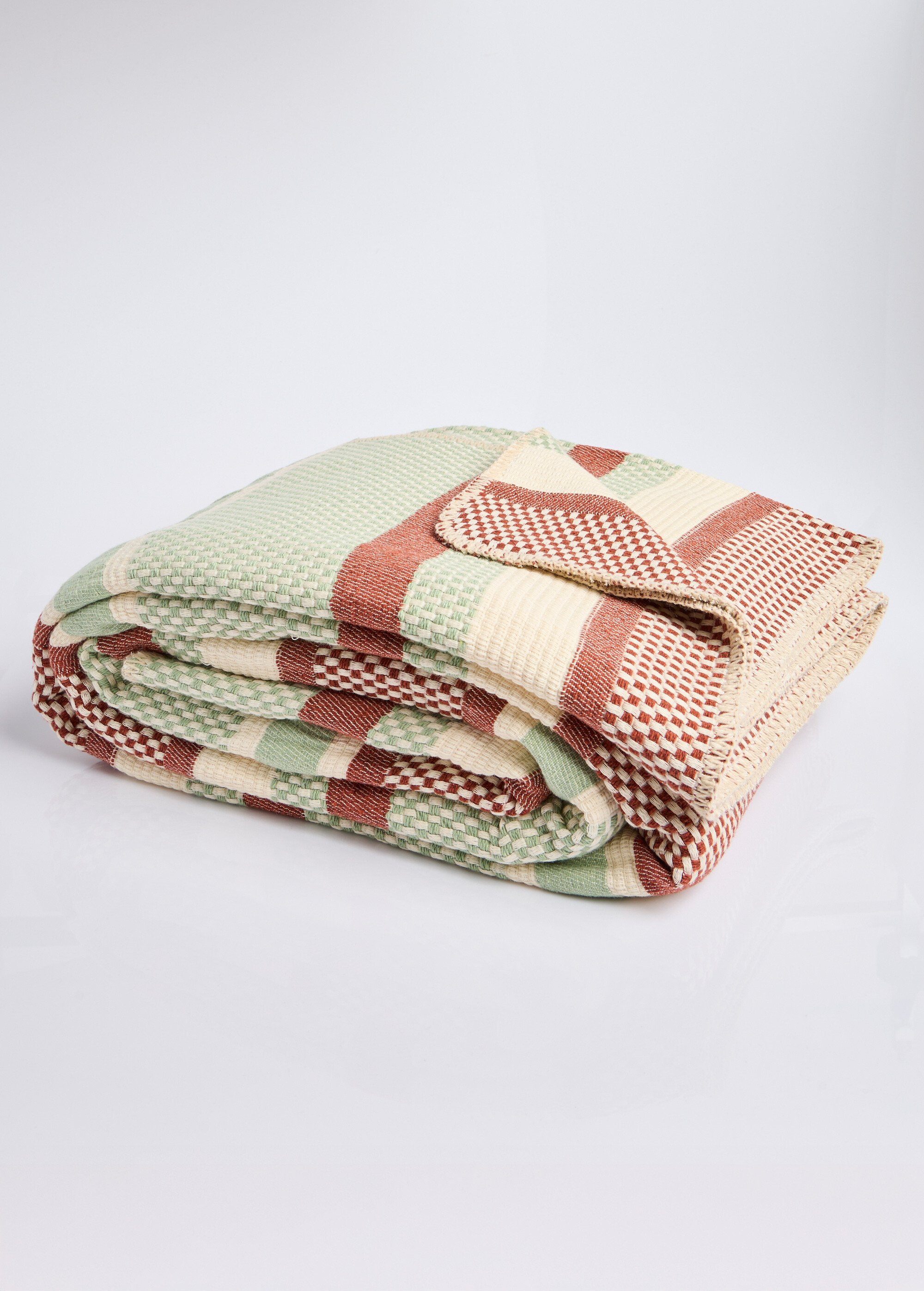 Plaid jeté de canapé uni ou rayé Orange ROC FA1