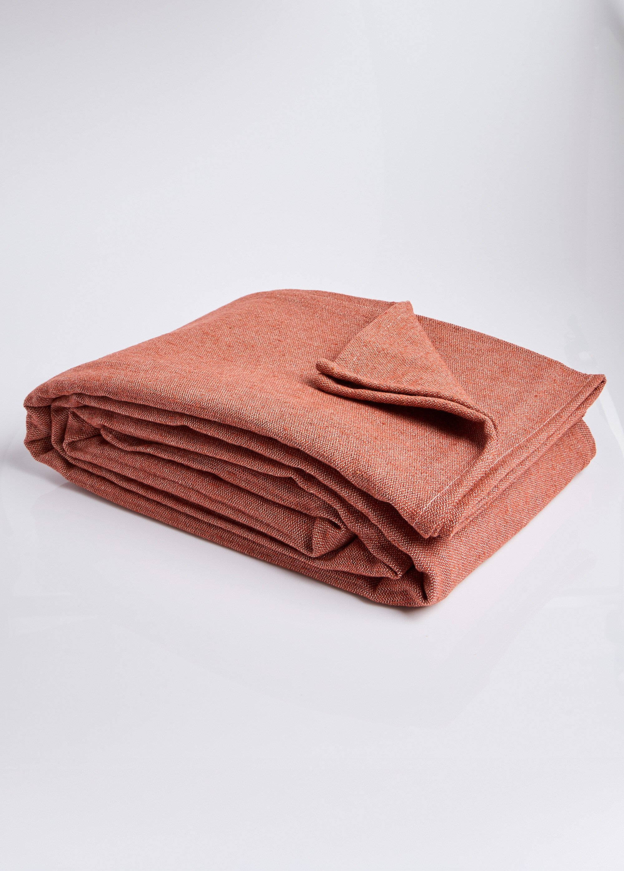 Plaid jeté de canapé uni ou rayé Orange ROC FA1