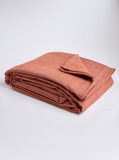 Plaid jeté de canapé uni ou rayé Orange ROC FA1