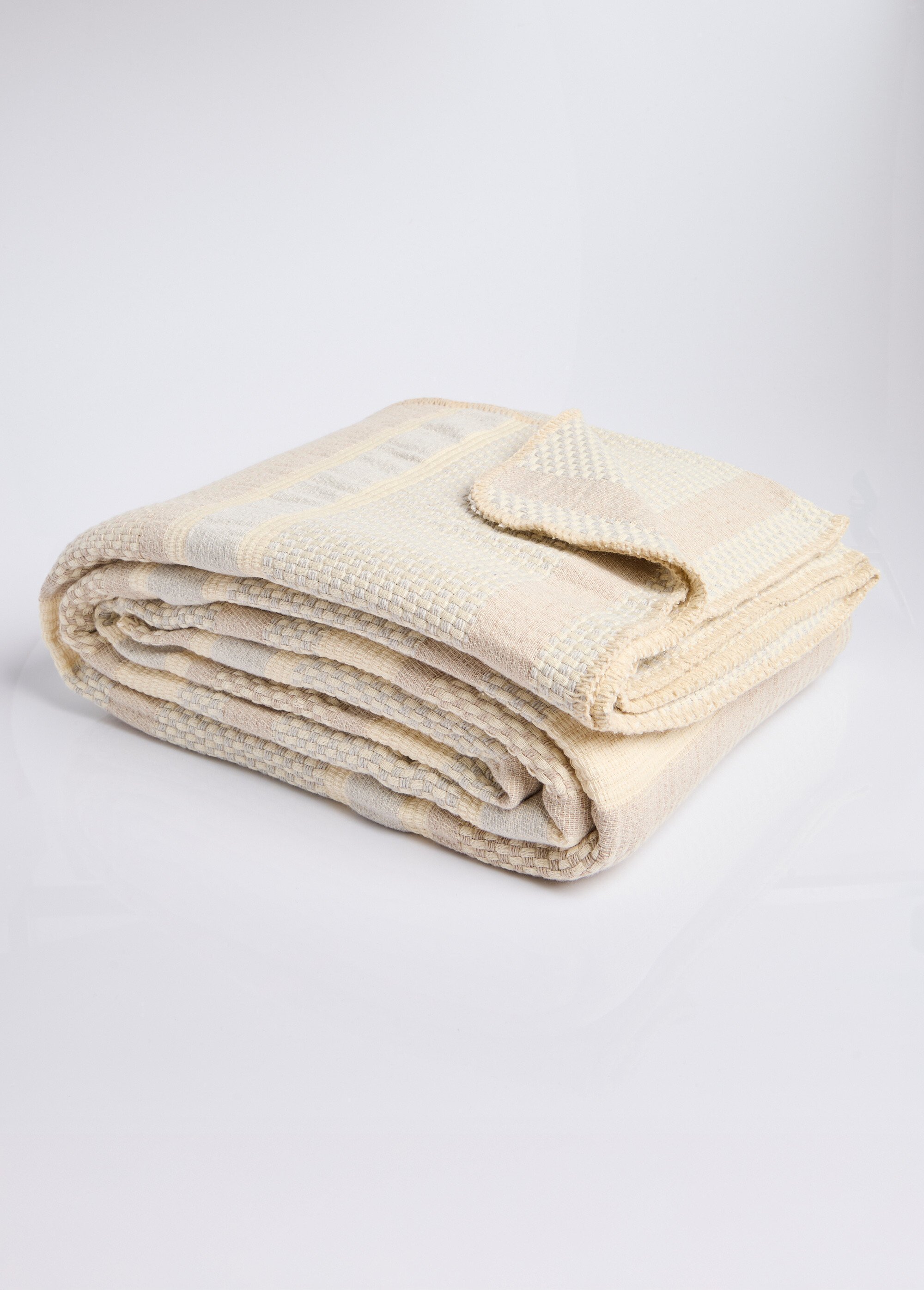 Plaid jeté de canapé uni ou rayé Gris ROC FA1