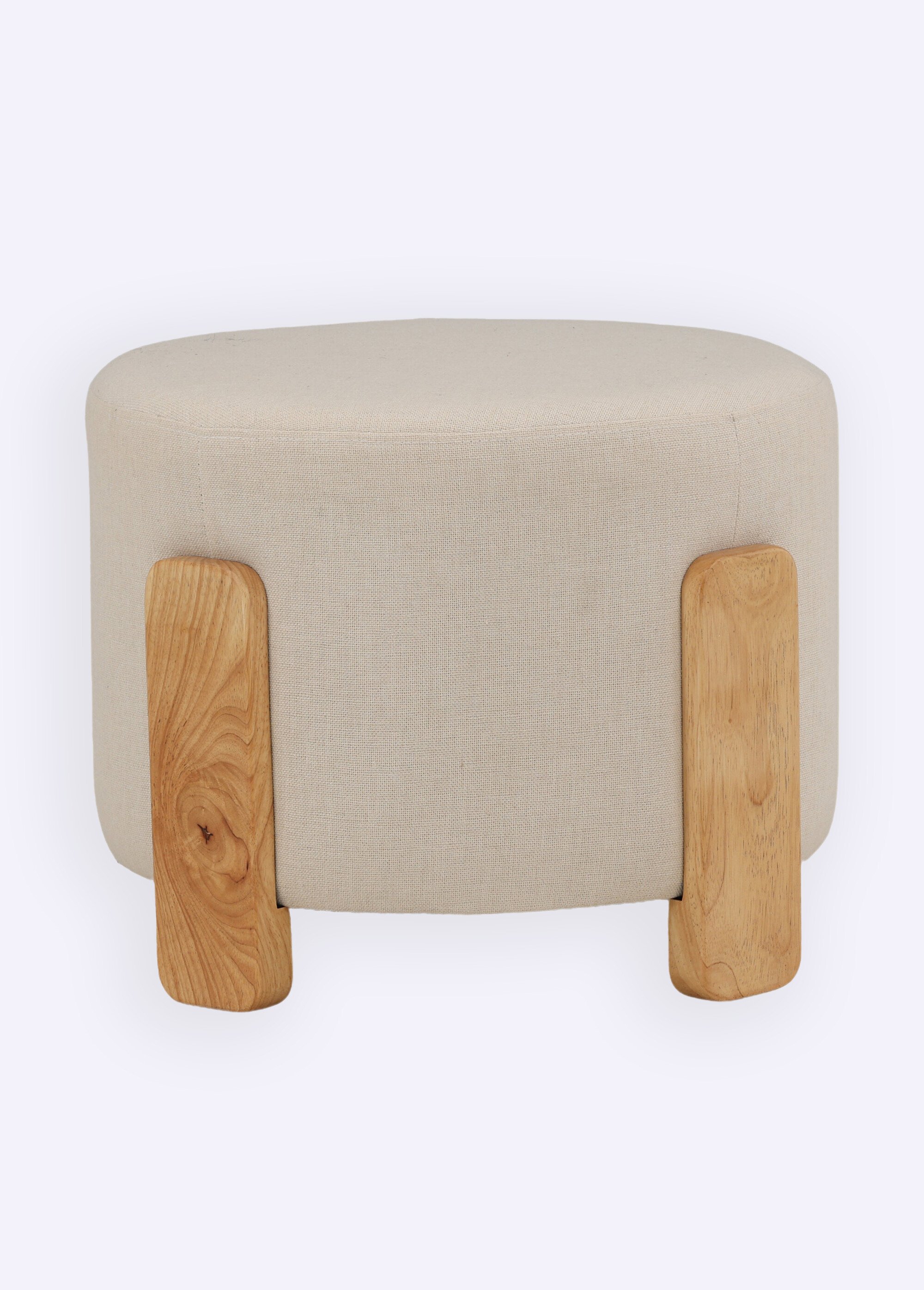 Pouf en tissu avec piètement en bois BEIGE VEN-15110-111 DE1