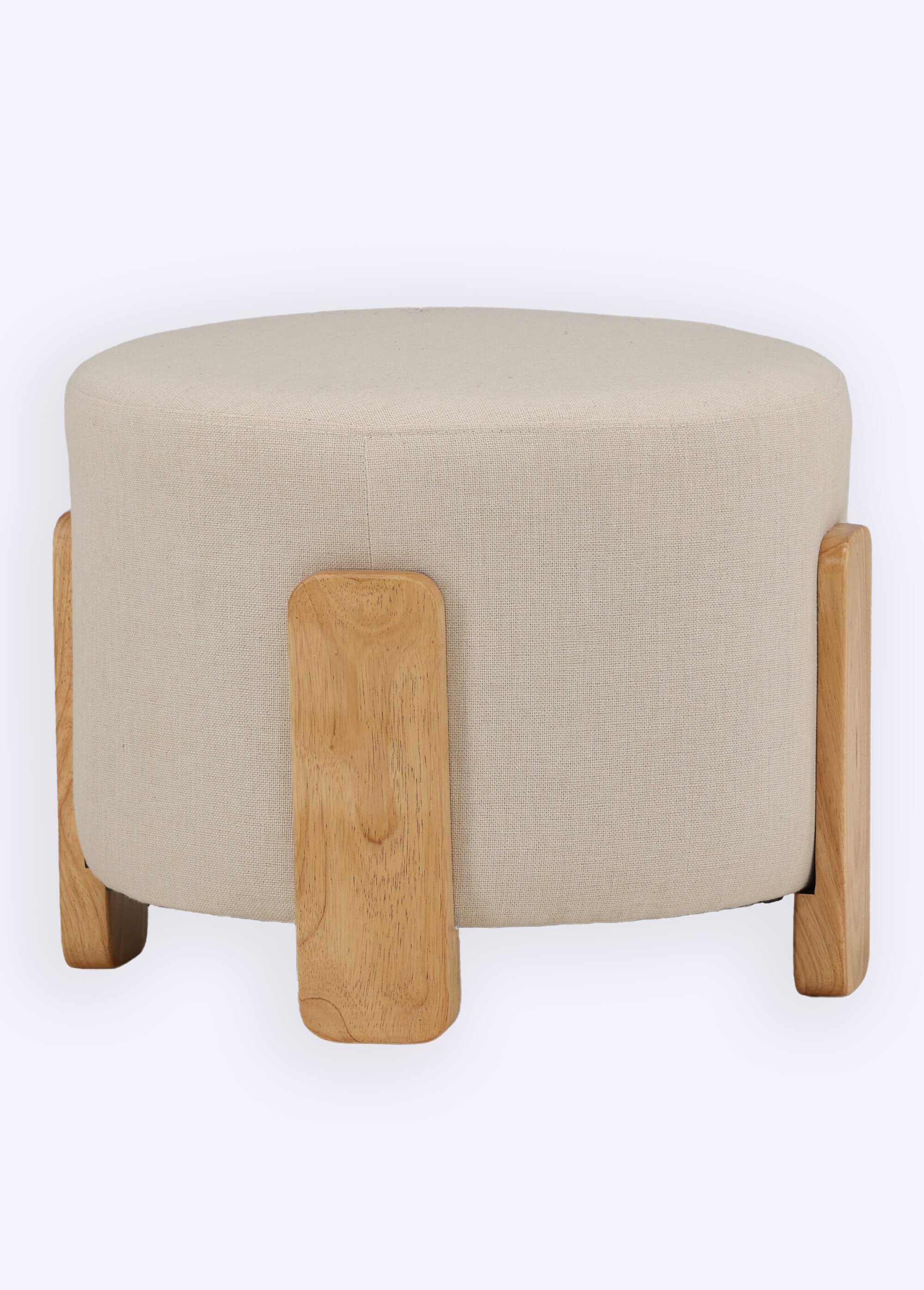 Pouf en tissu avec piètement en bois BEIGE VEN-15110-111 FA1