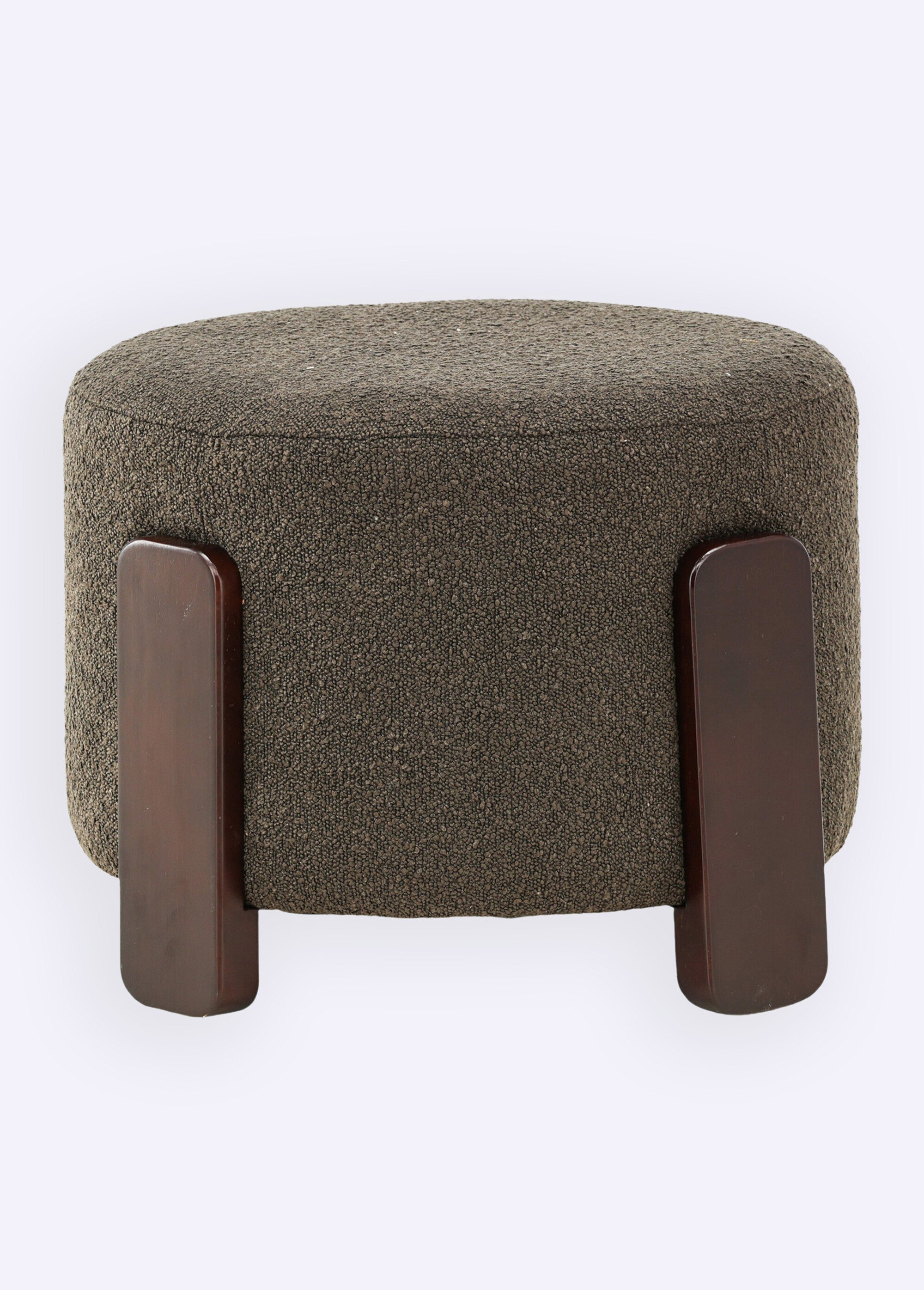 Pouf en tissu avec piètement en bois MARRON ET GRIS VEN-15110-111 DE1