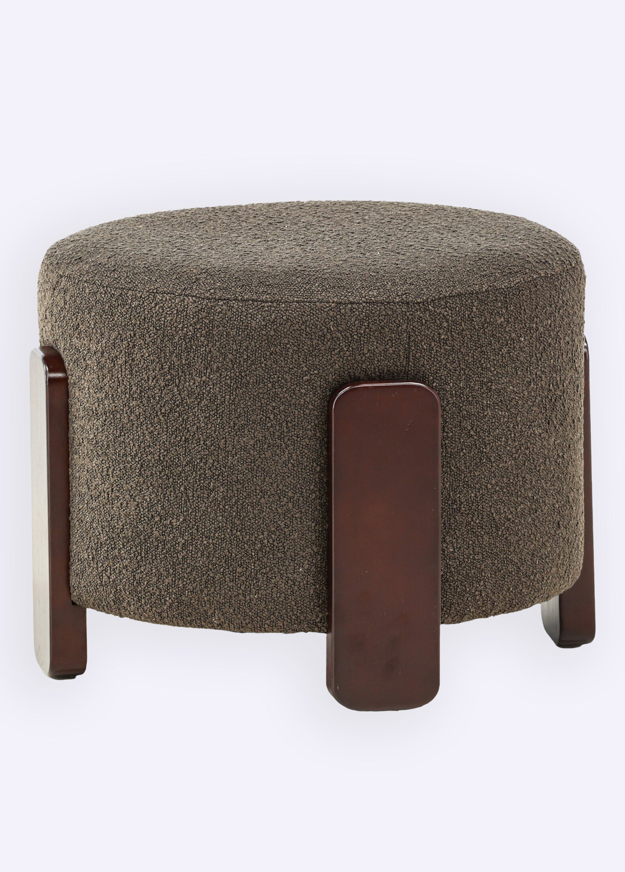 Pouf en tissu avec piètement en bois MARRON ET GRIS VEN-15110-111 FA1
