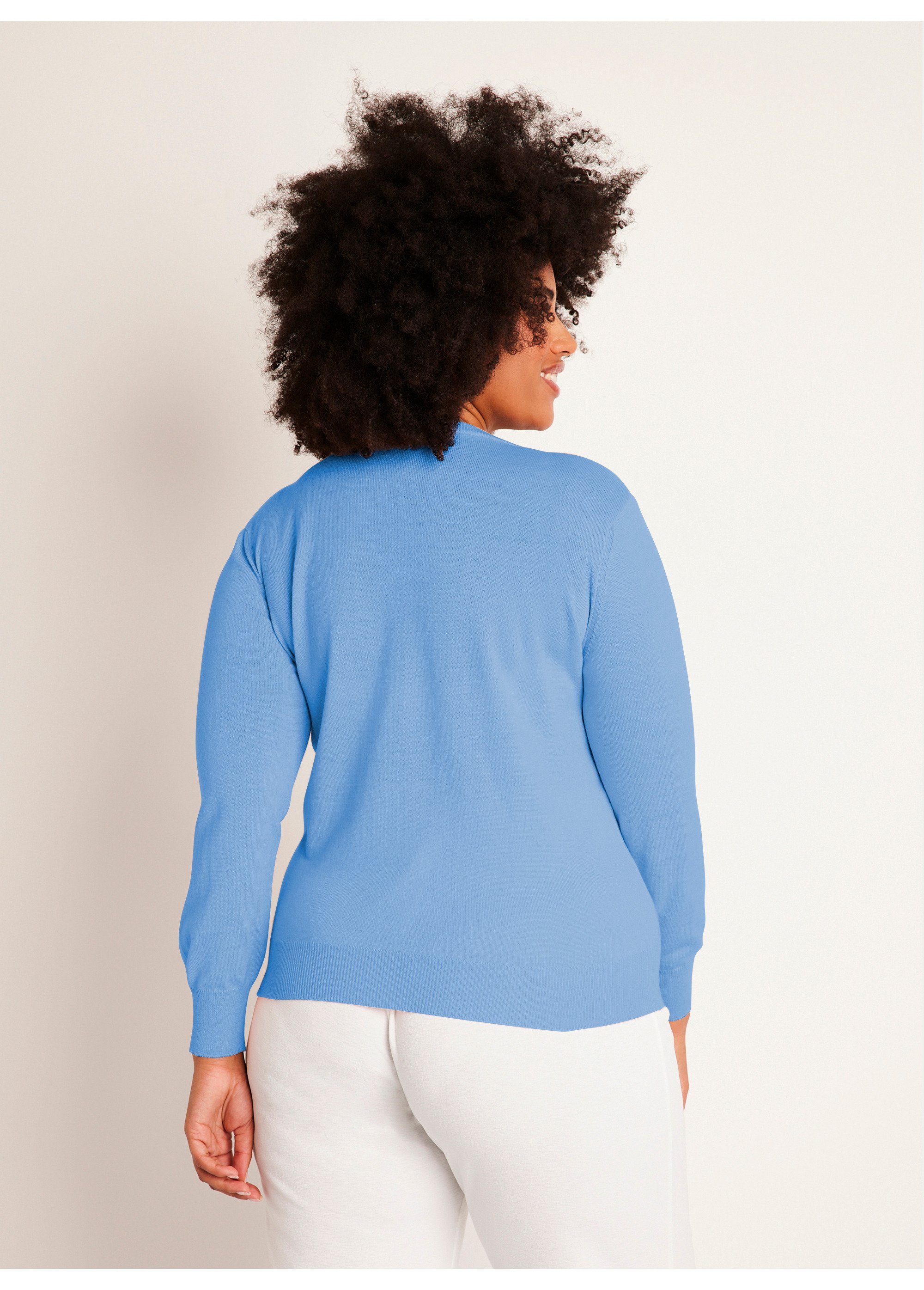 Pull col rond manches longues laine mérinos