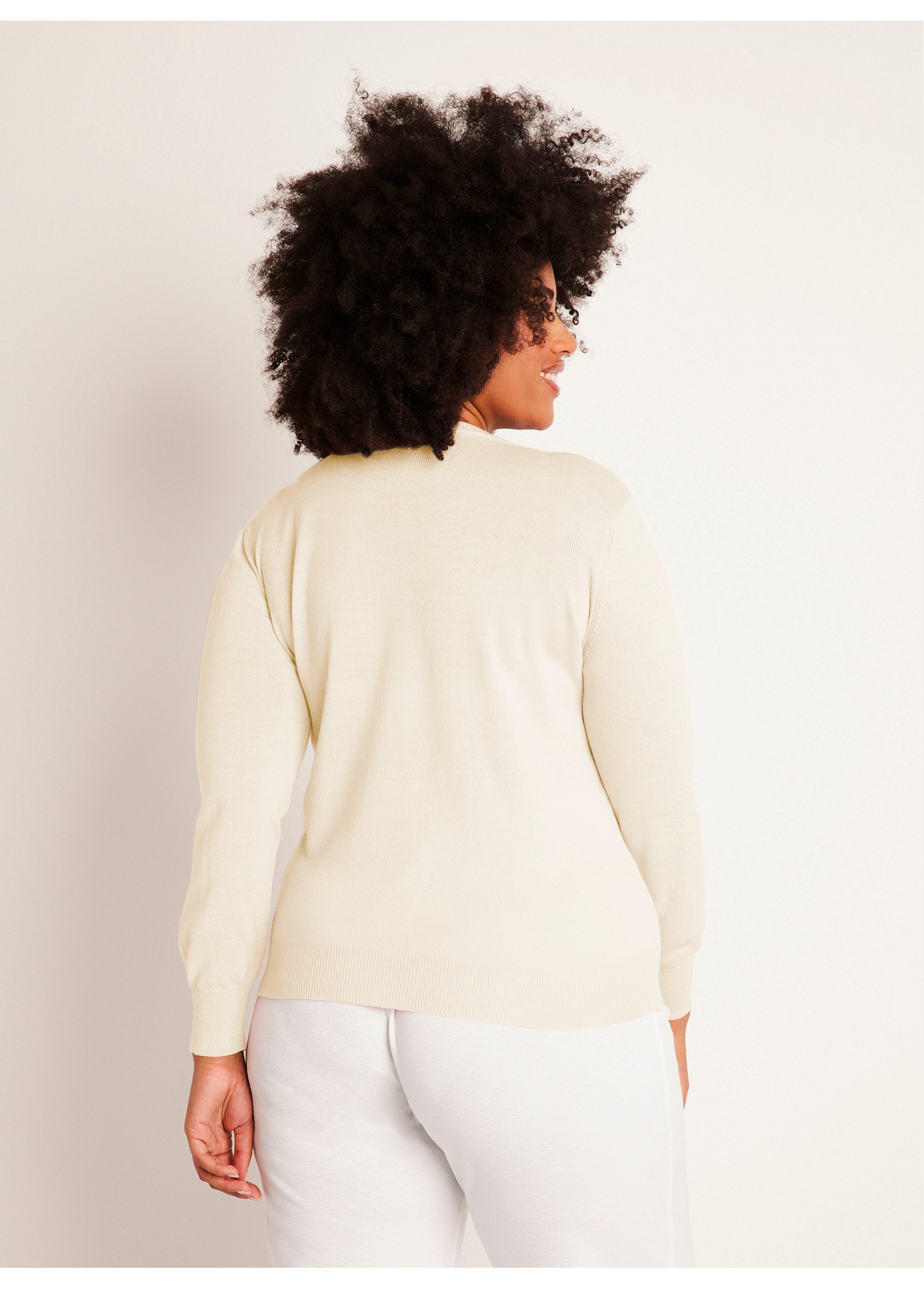 Pull col rond manches longues laine mérinos