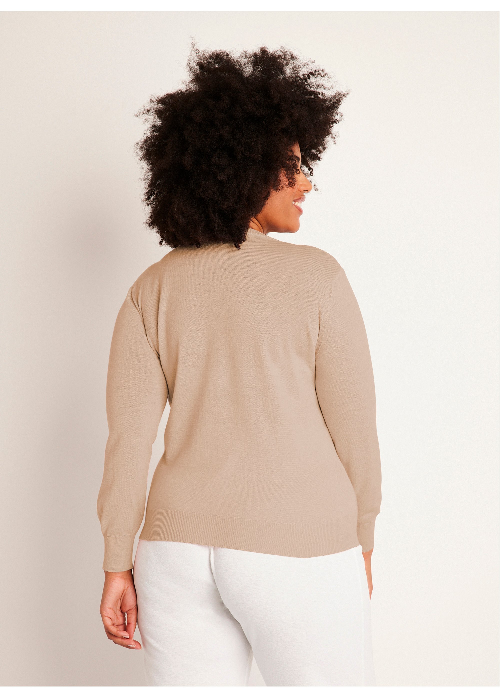 Pull col rond manches longues laine mérinos