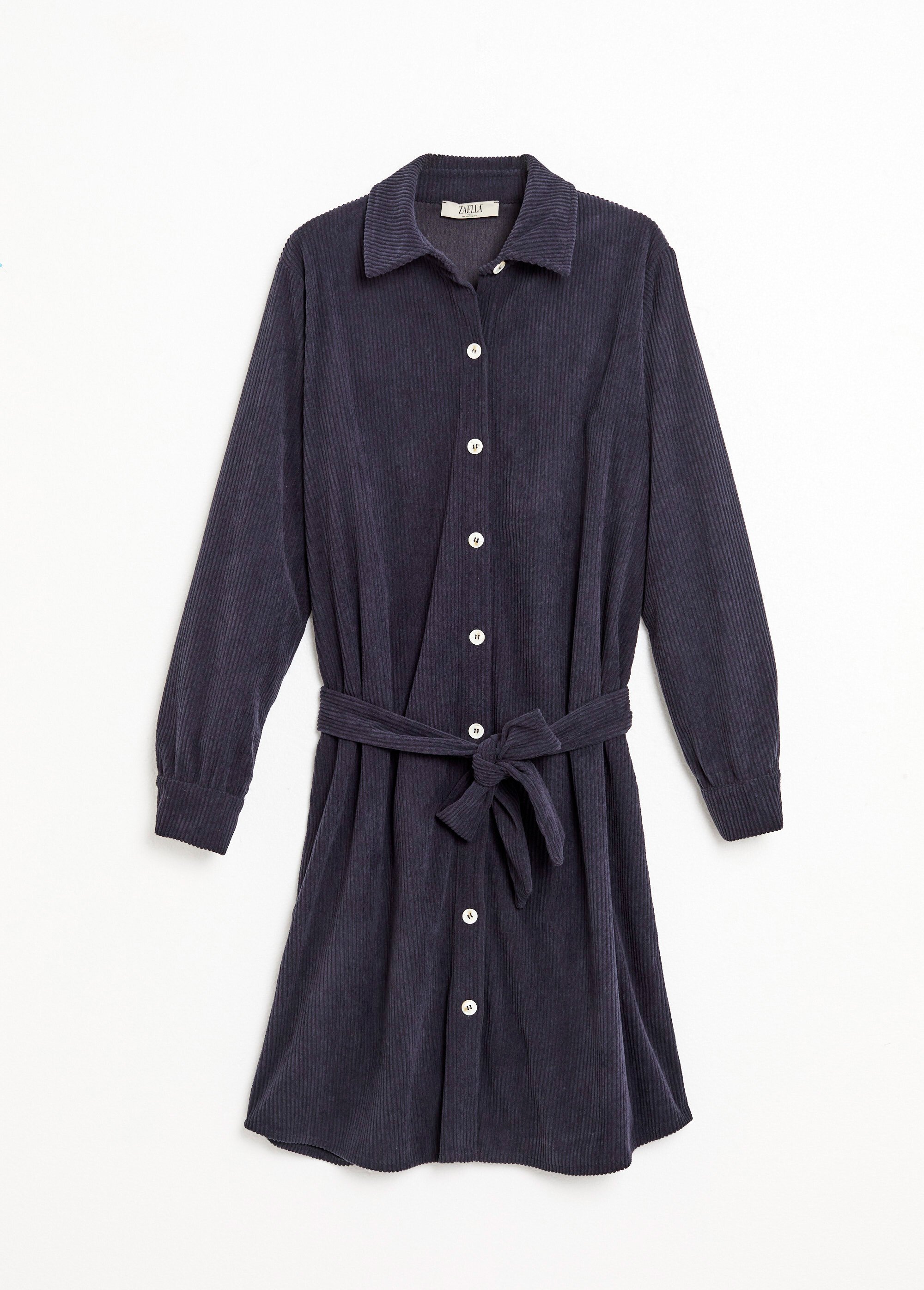 Robe-chemisier courte velours côtelé Femme Bleu HAMELLE AP1