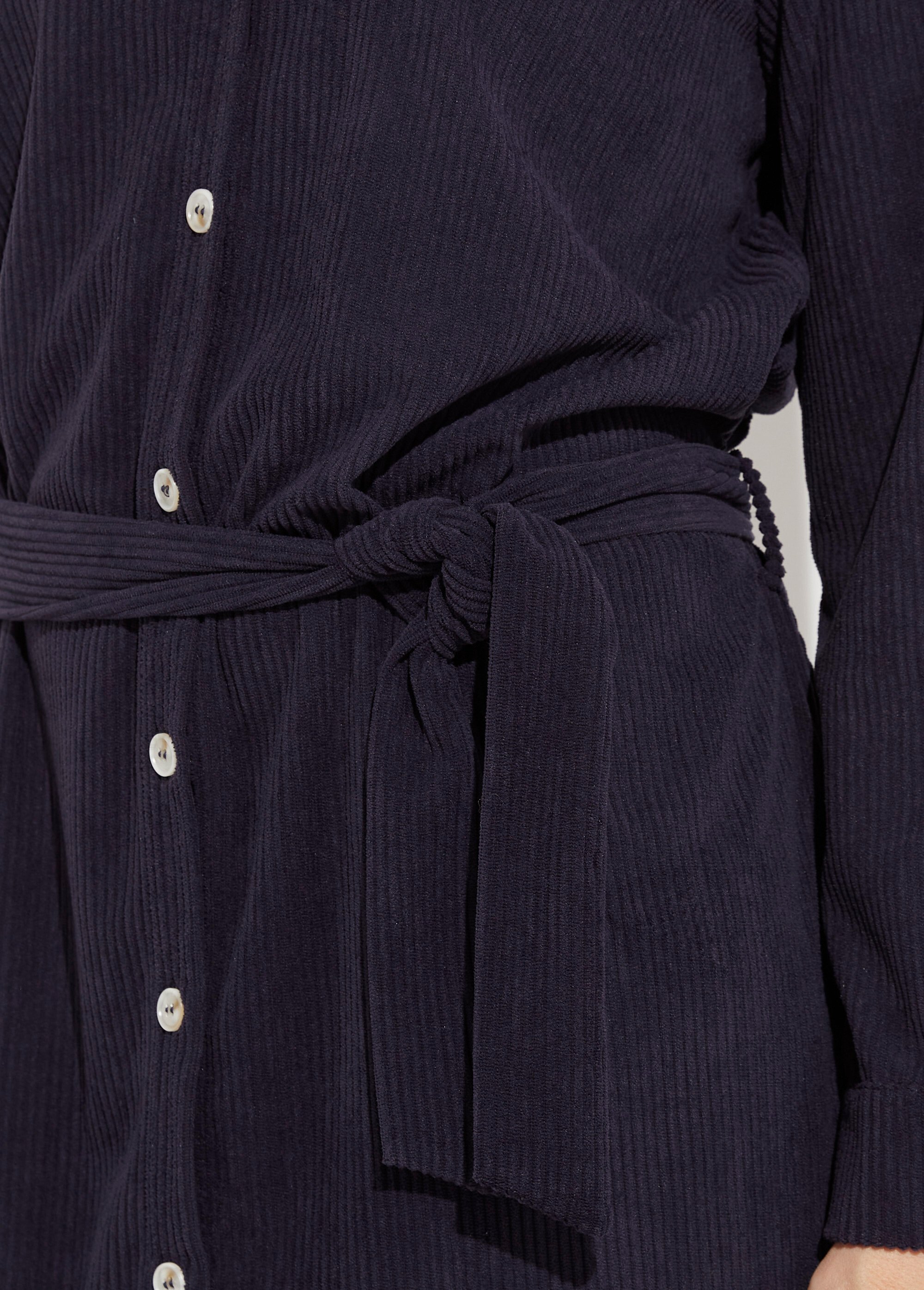 Robe-chemisier courte velours côtelé Femme Bleu HAMELLE DE1