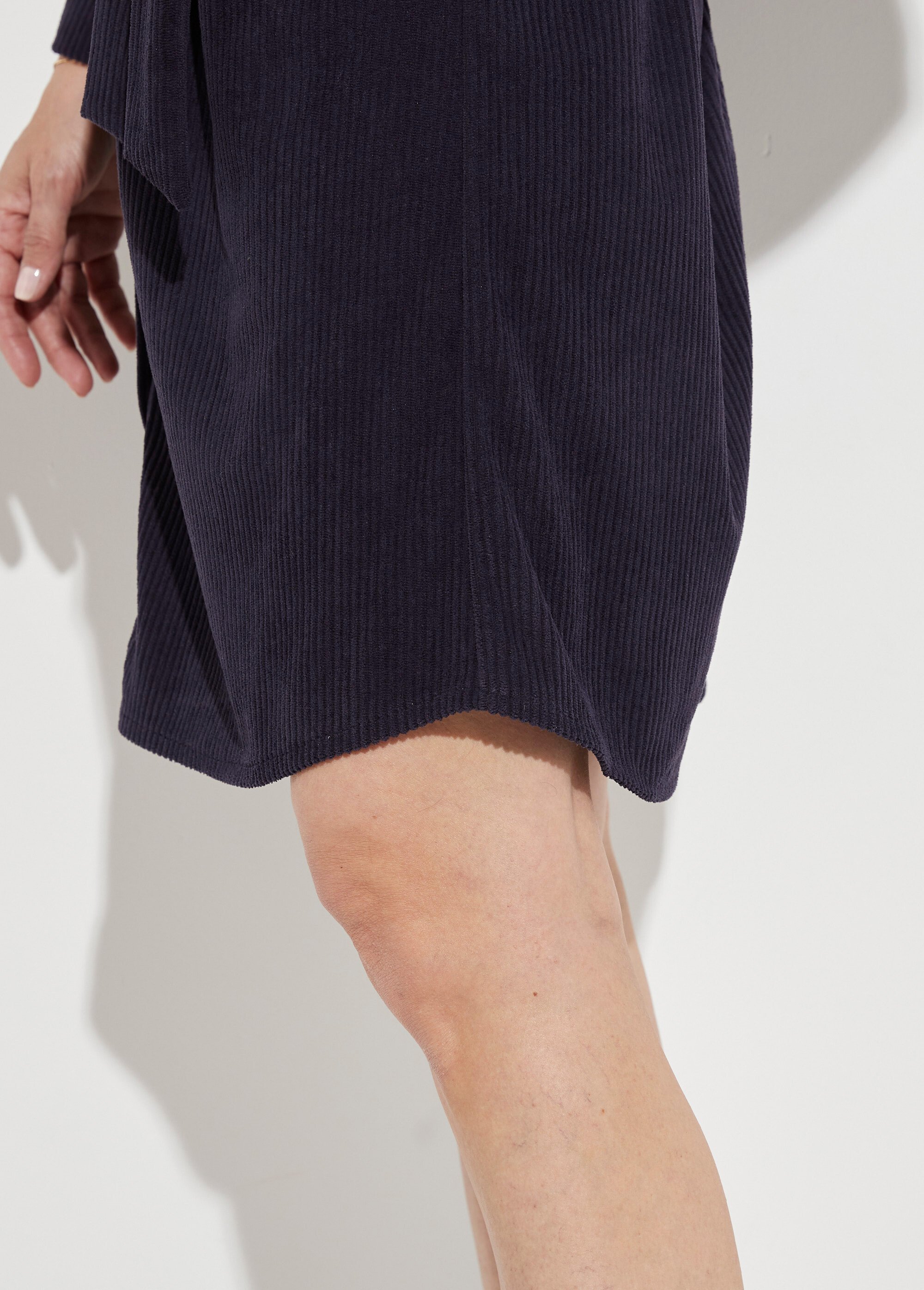 Robe-chemisier courte velours côtelé Femme Bleu HAMELLE DE2