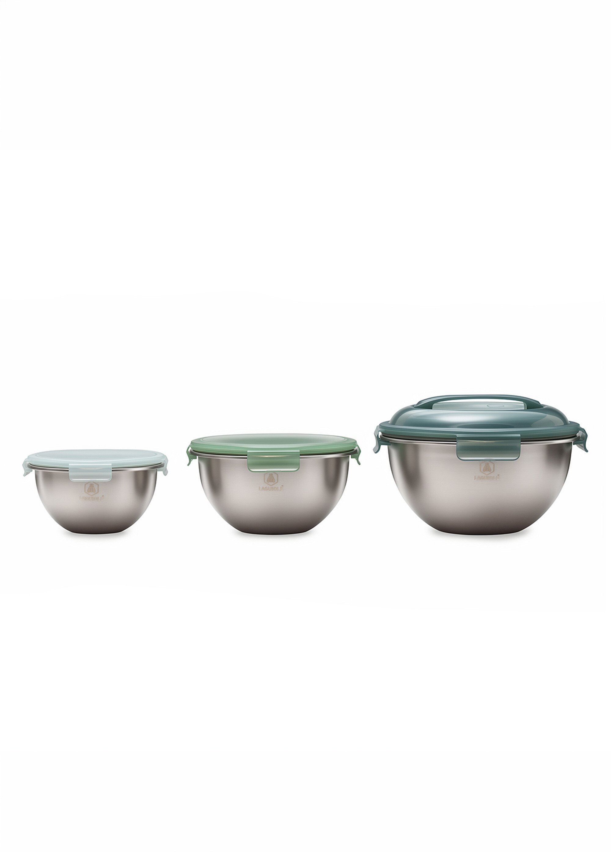 Set 3 bols acier inox, diam. 20/24/28 cm Vert 9180270 DE1