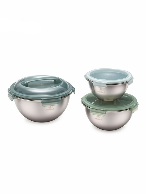 Set 3 bols acier inox, diam. 20/24/28 cm Vert 9180270 FA1