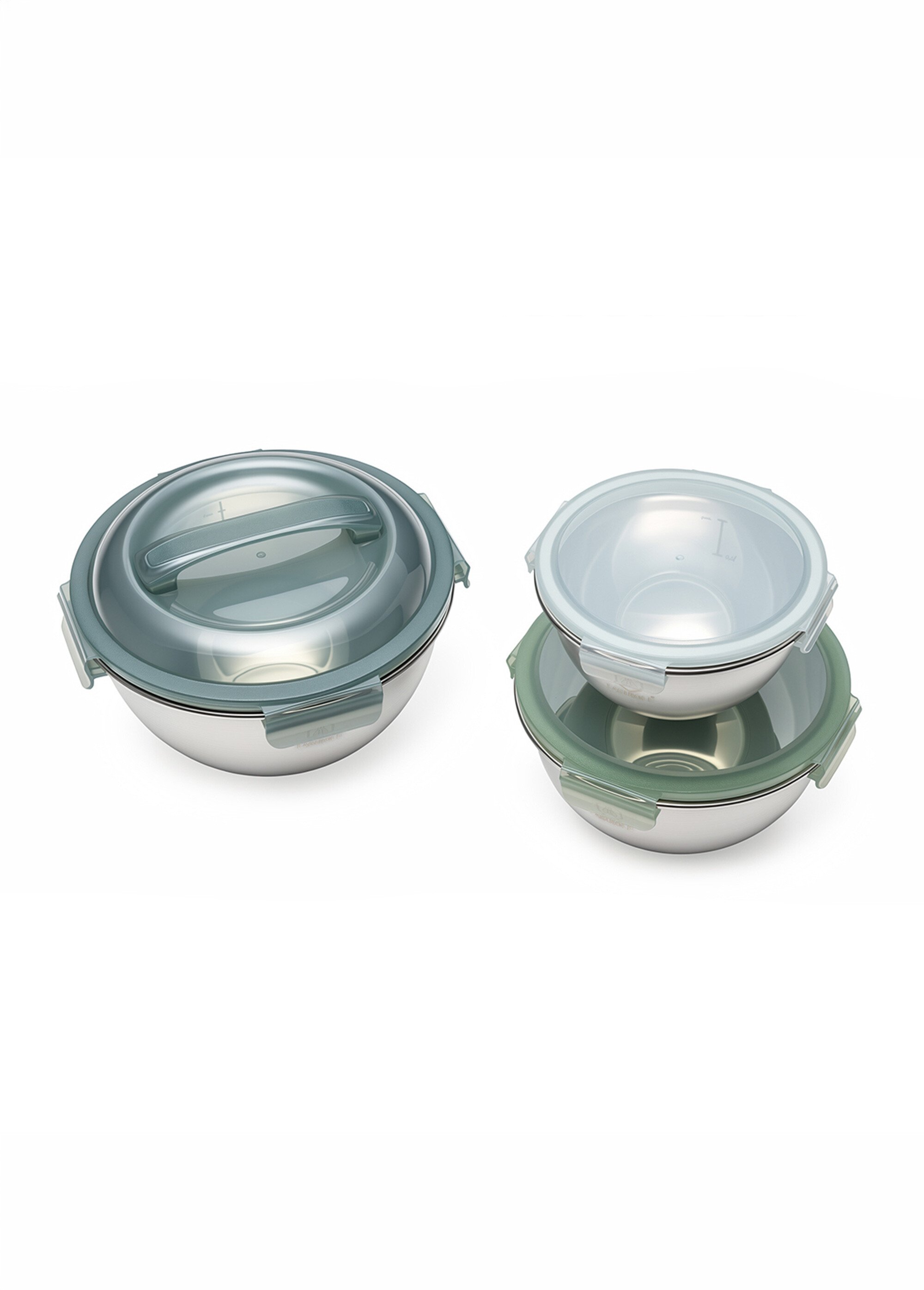 Set 3 bols acier inox, diam. 20/24/28 cm Vert 9180270 OV1
