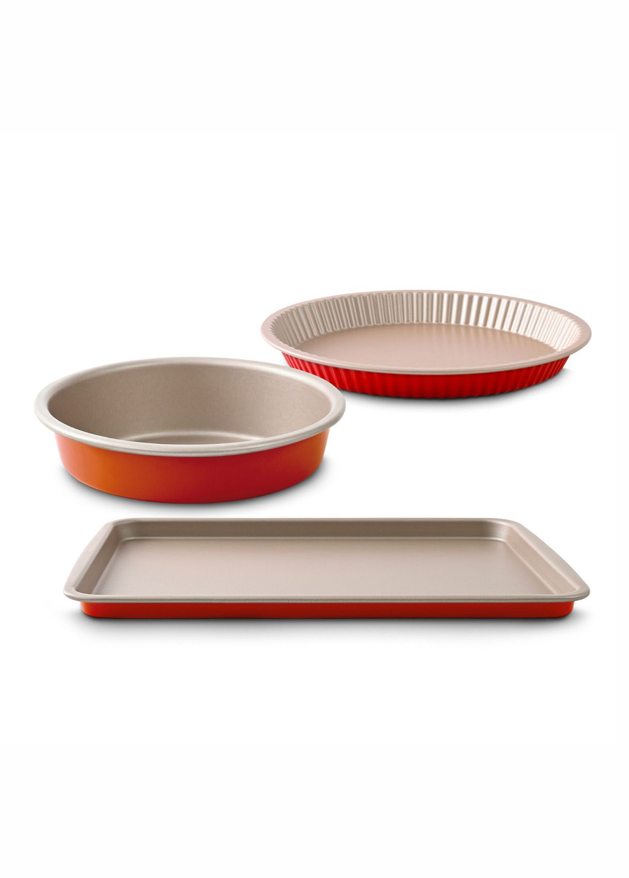 Set 3 pièces alu Moule à manqué + Moule à tarte + Plaque Orange 9180820 DE1