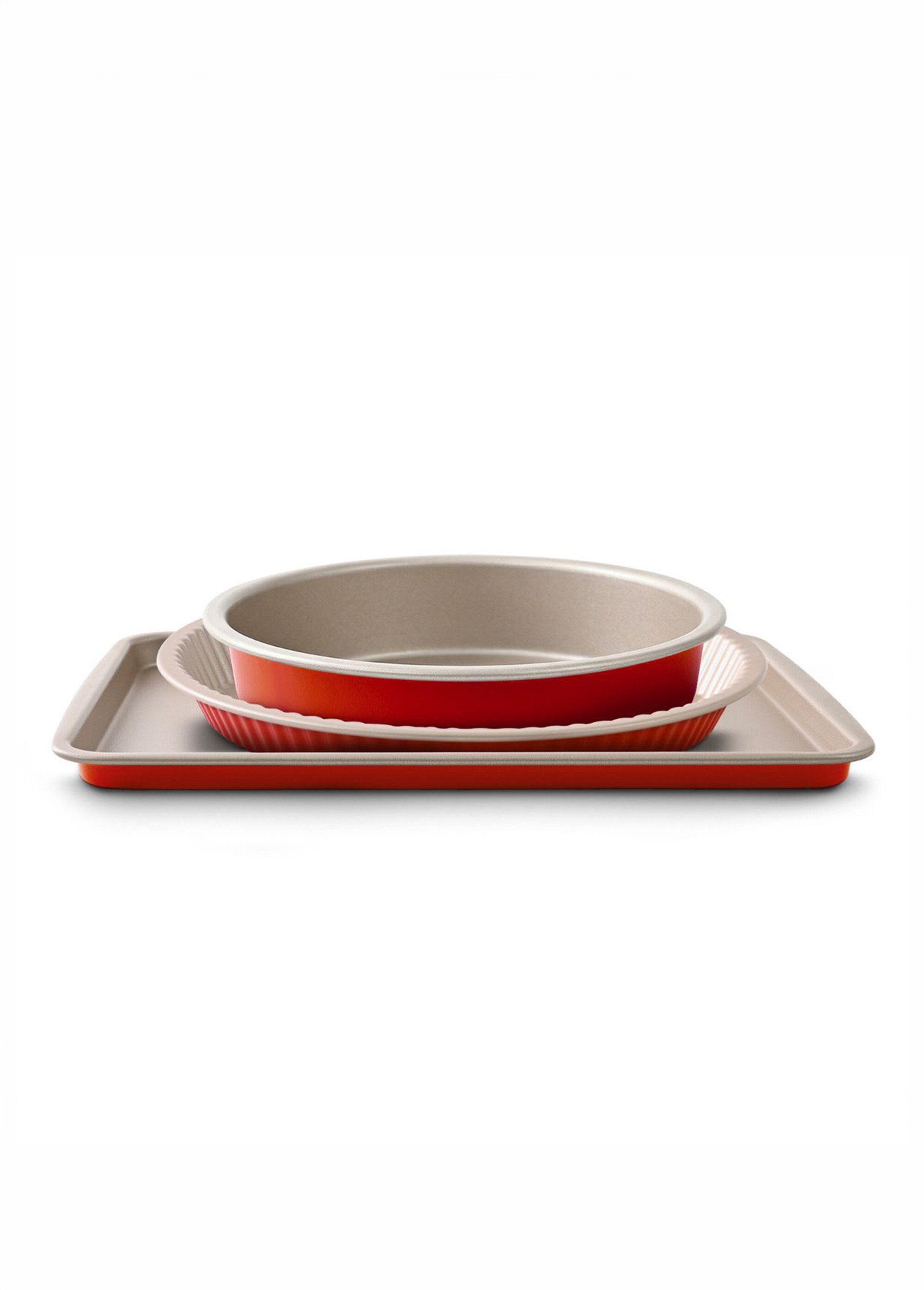 Set 3 pièces alu Moule à manqué + Moule à tarte + Plaque Orange 9180820 FA1