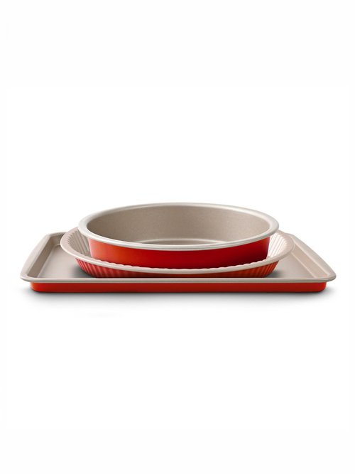 Set 3 pièces alu Moule à manqué + Moule à tarte + Plaque Orange 9180820 FA1