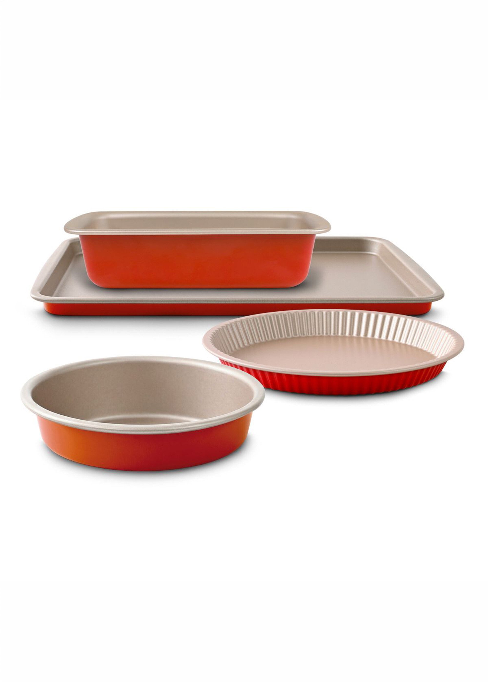 Set 4 pièces alu Moule à manqué + Moule à tarte + Plaque + Moule à cake Orange 9180825 DE1
