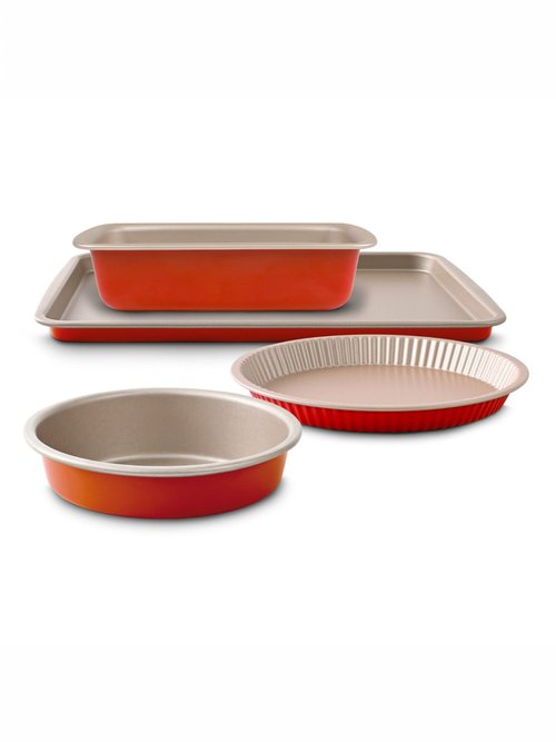 Set 4 pièces alu Moule à manqué + Moule à tarte + Plaque + Moule à cake Orange 9180825 DE1