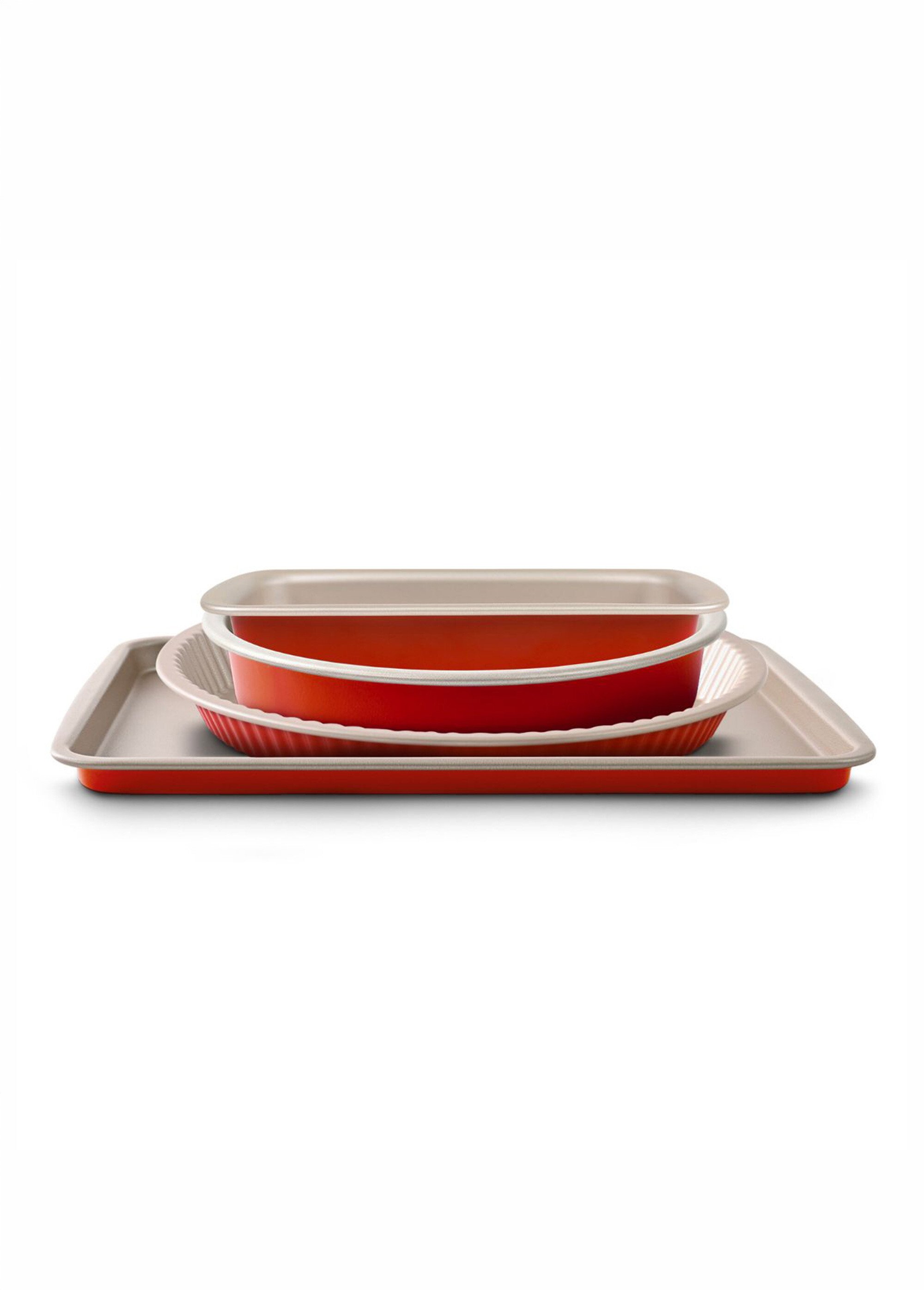 Set 4 pièces alu Moule à manqué + Moule à tarte + Plaque + Moule à cake Orange 9180825 FA1