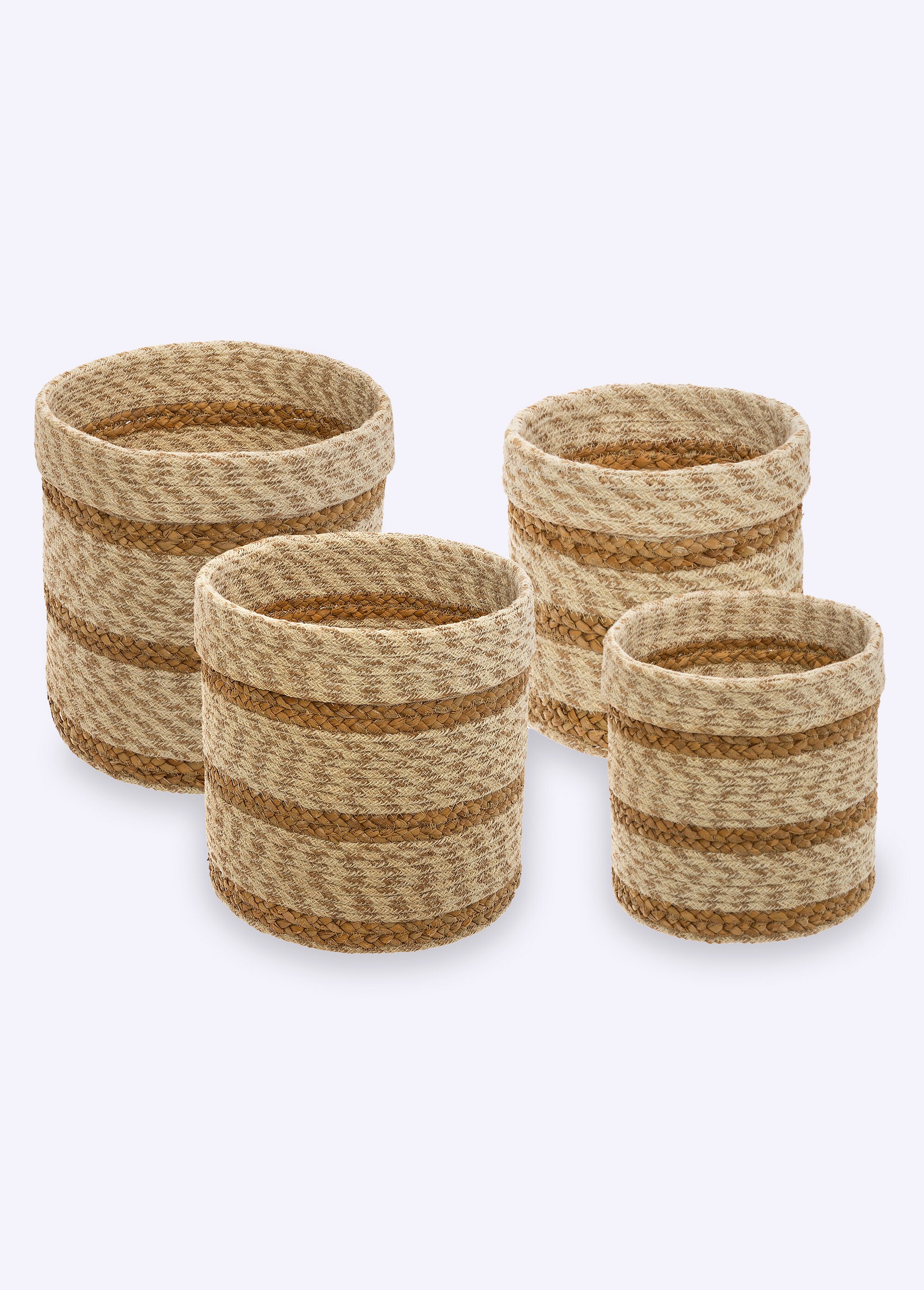 Set de 4 paniers rayures tressées