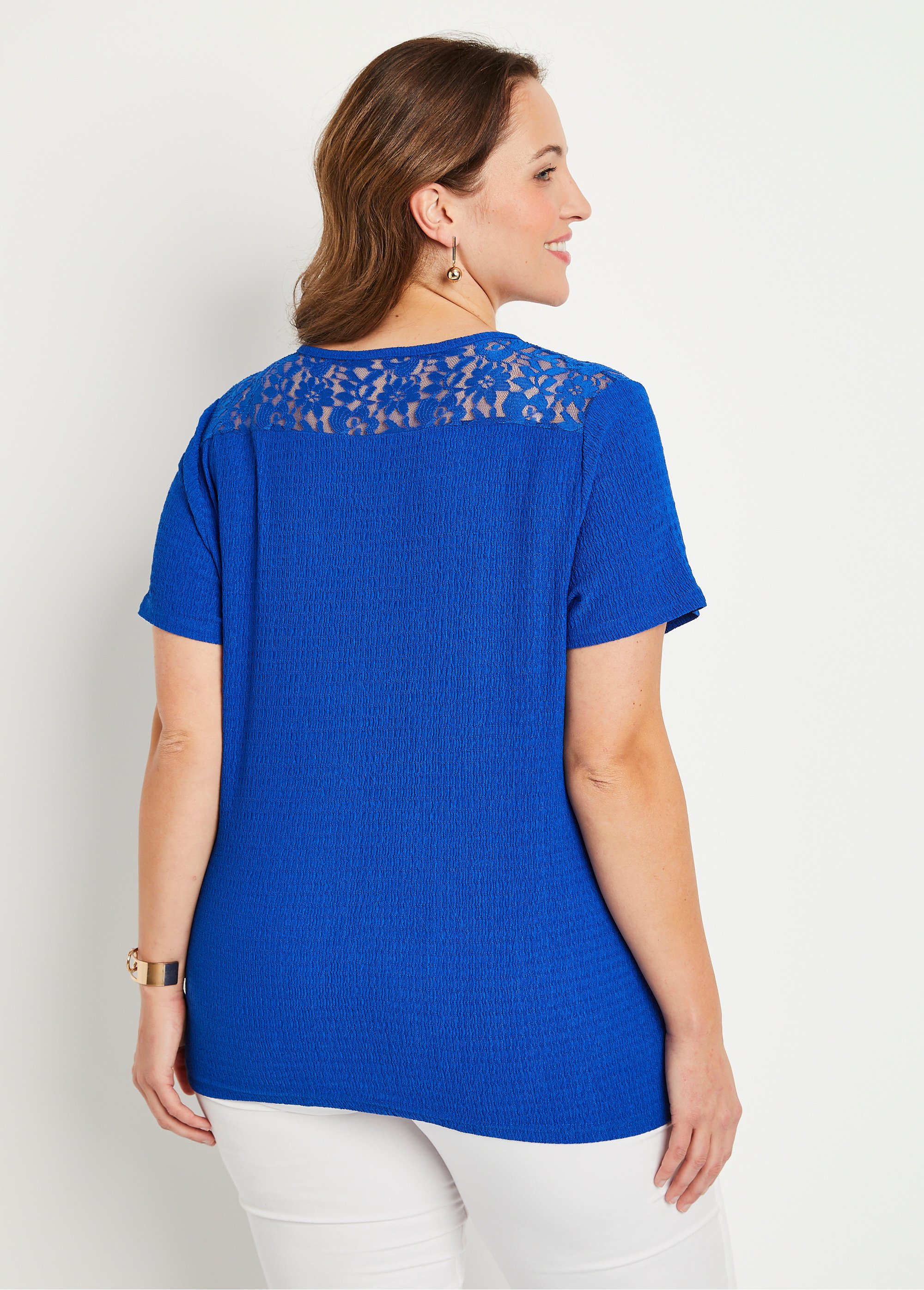T-shirt court dentelle