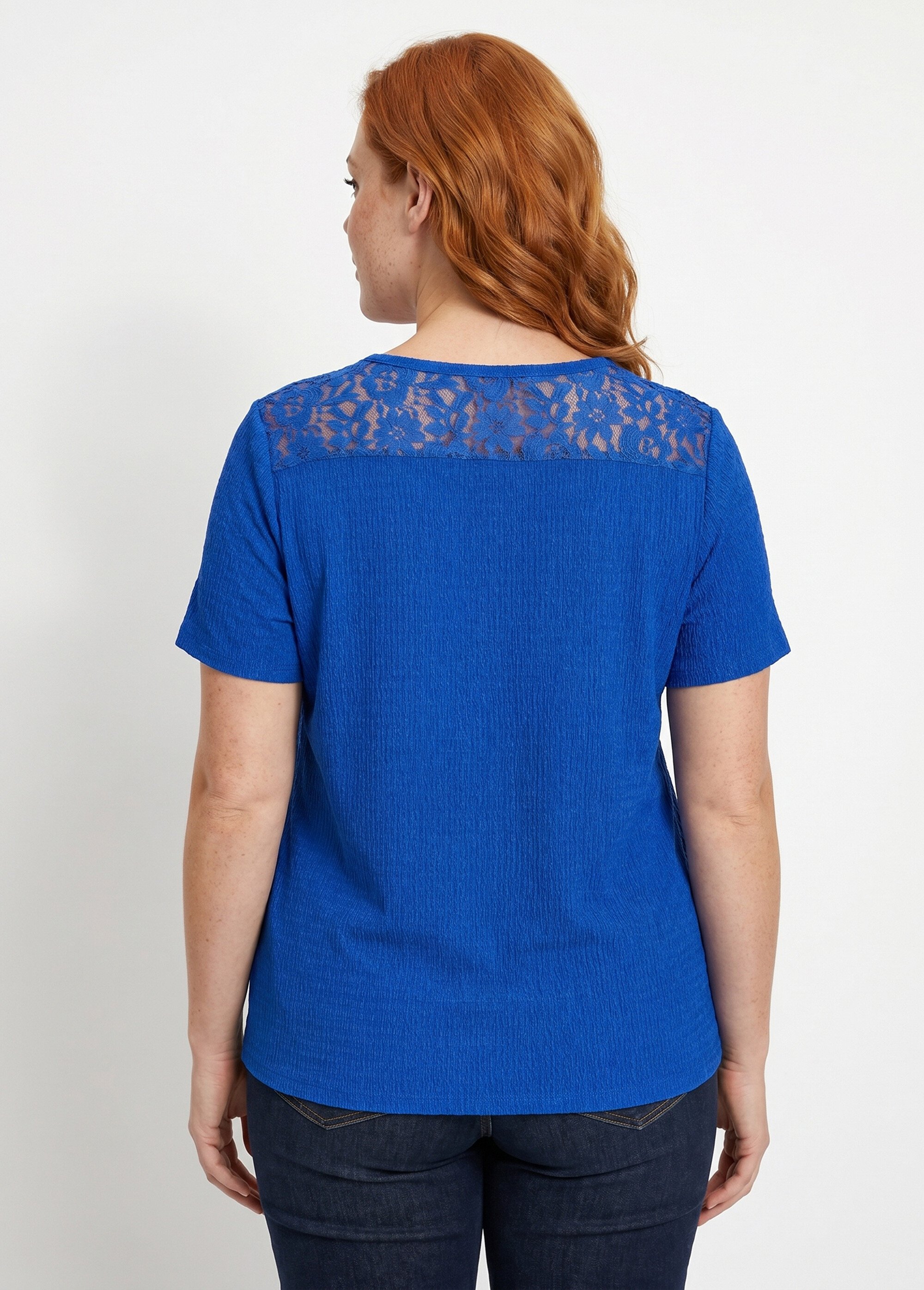 T-shirt court dentelle