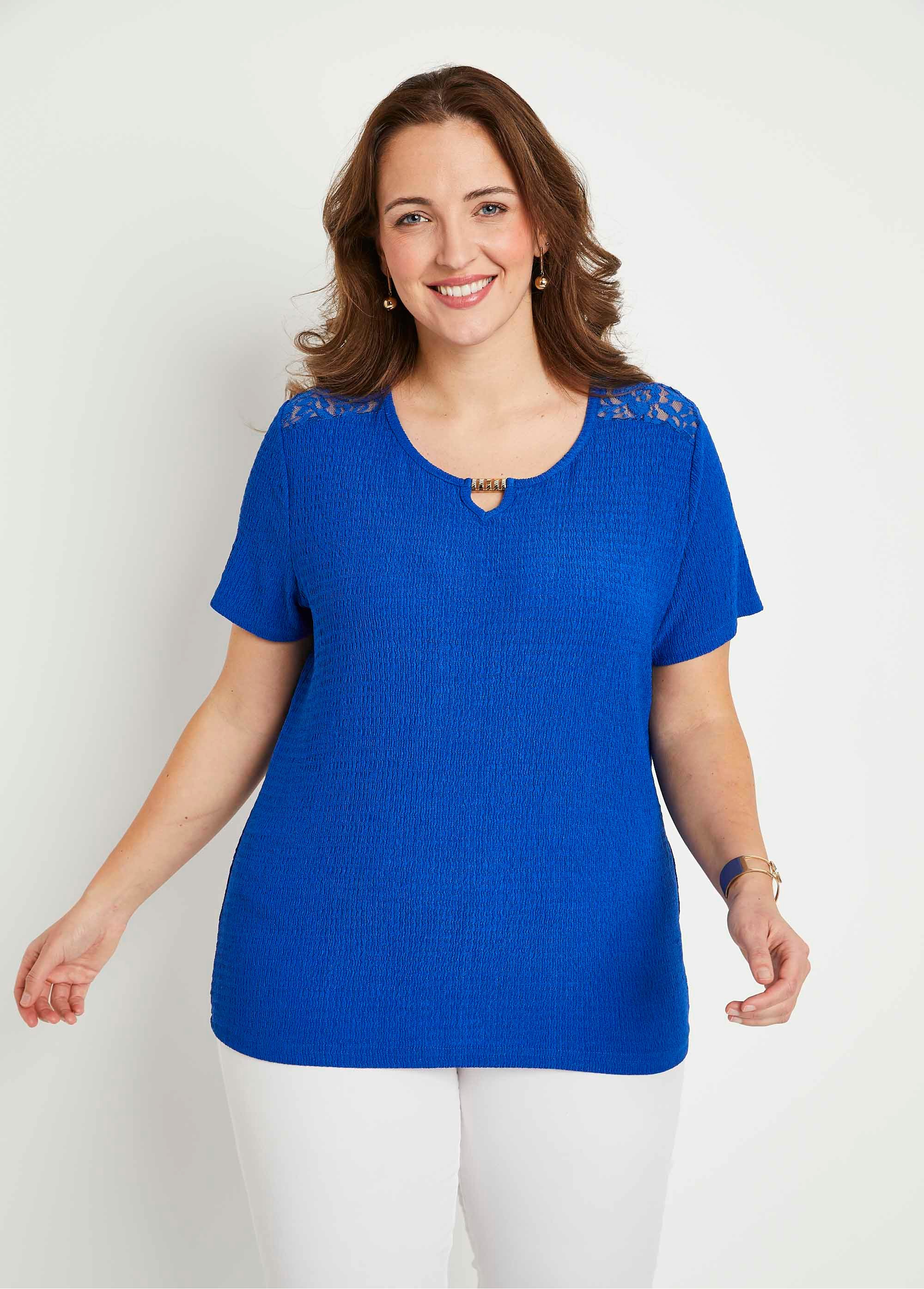 T-shirt court dentelle