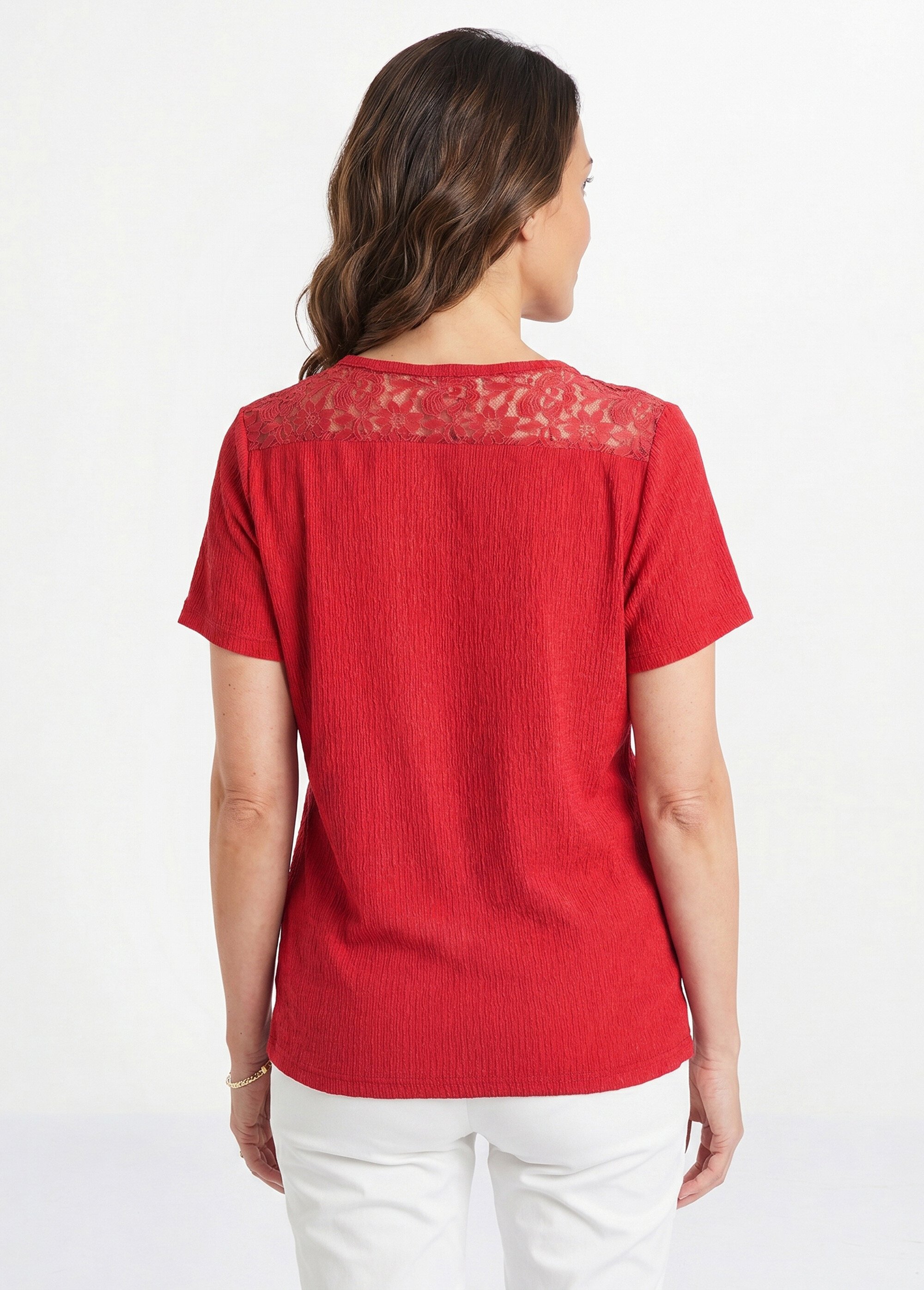 T-shirt court dentelle
