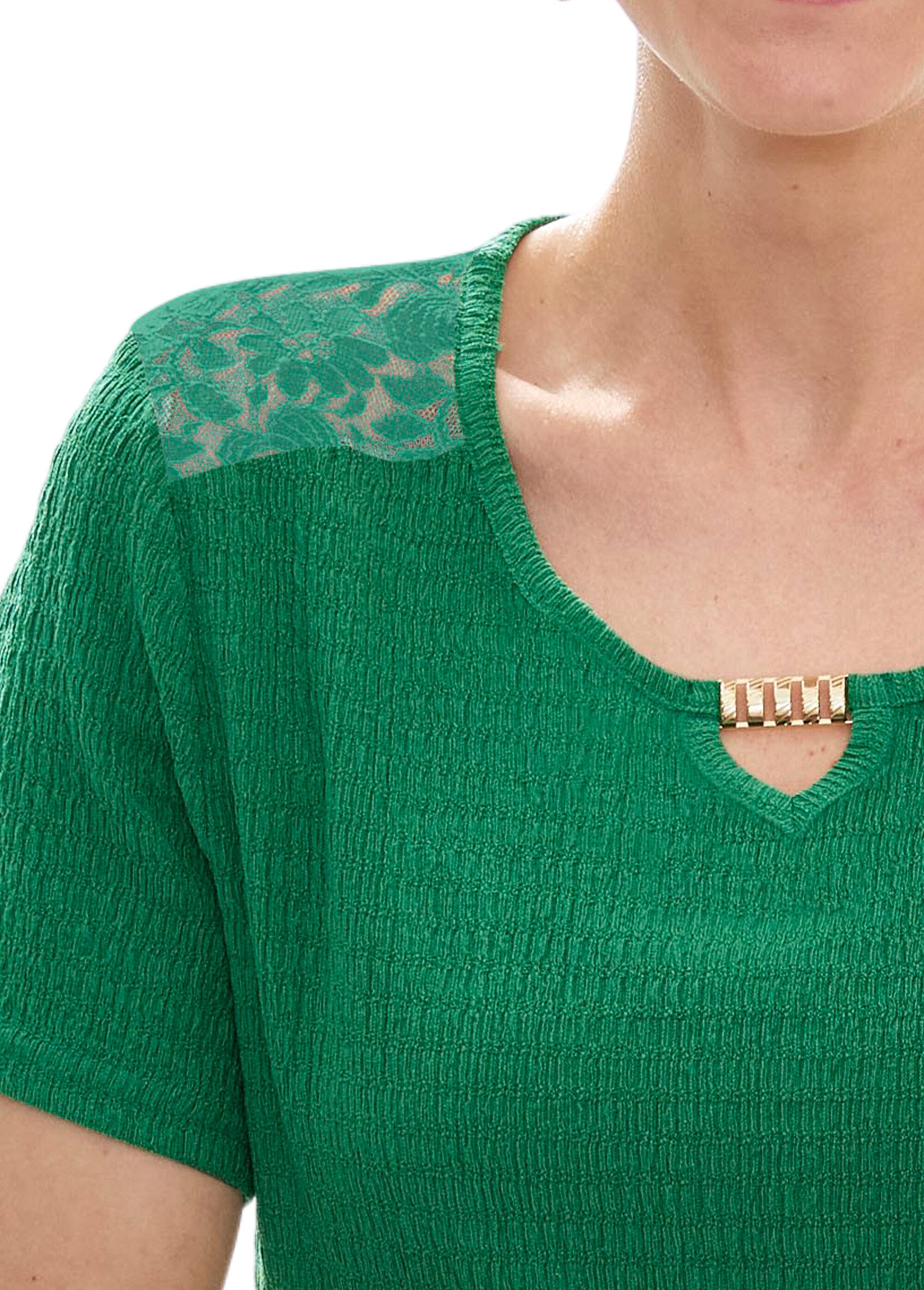 T-shirt court dentelle Femme Vert CABAS DE1