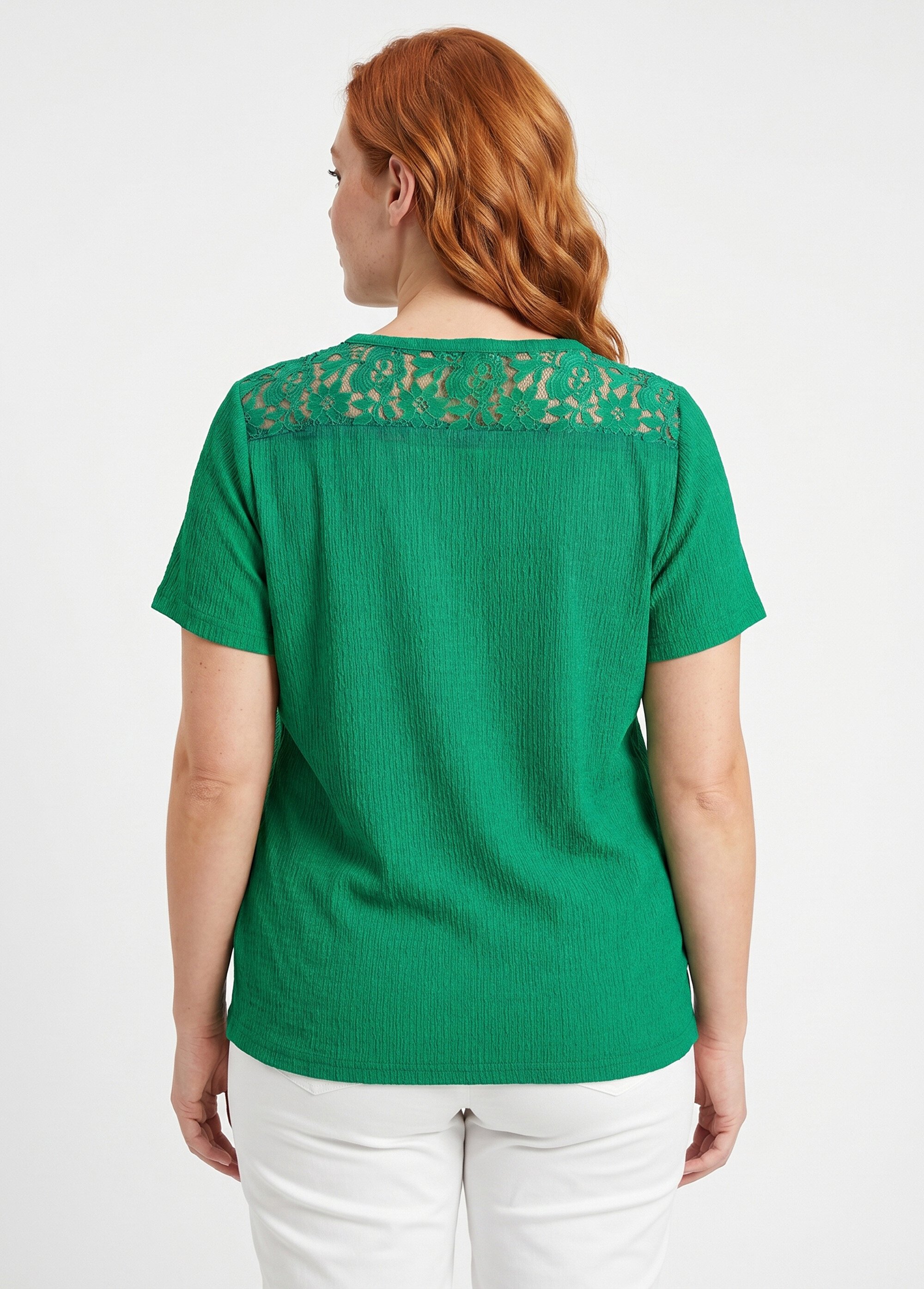 T-shirt court dentelle