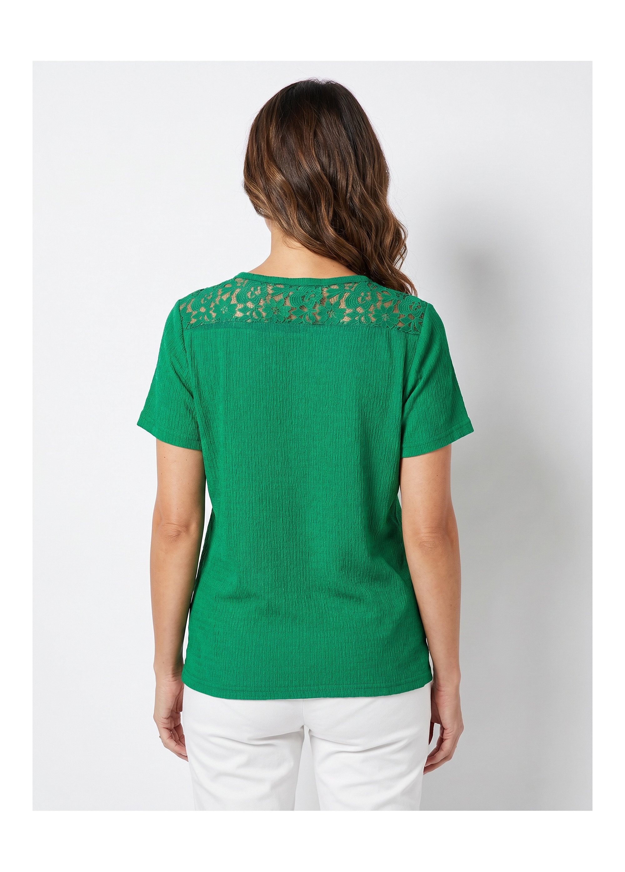 T-shirt court dentelle Femme Vert CABAS DO1
