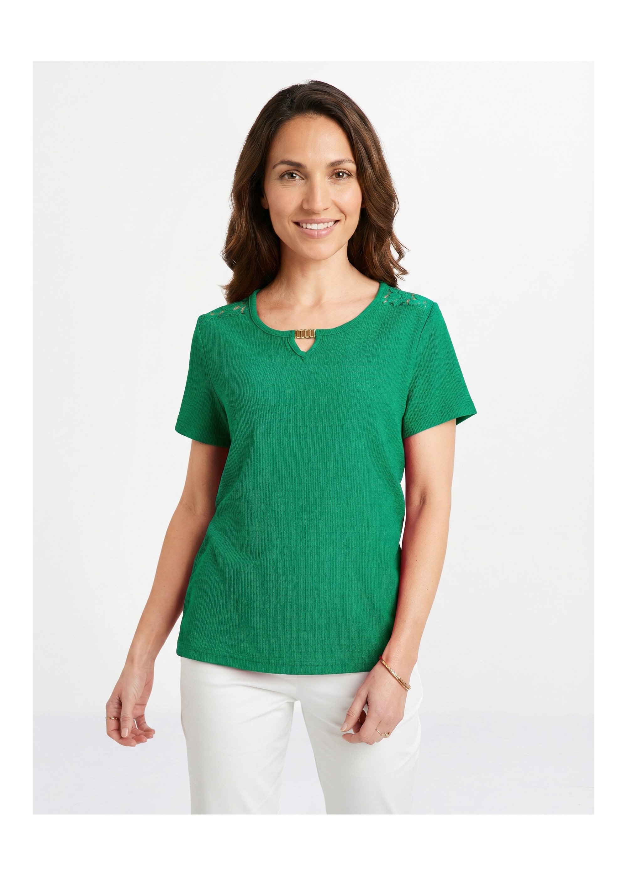 T-shirt court dentelle Femme Vert CABAS FA1
