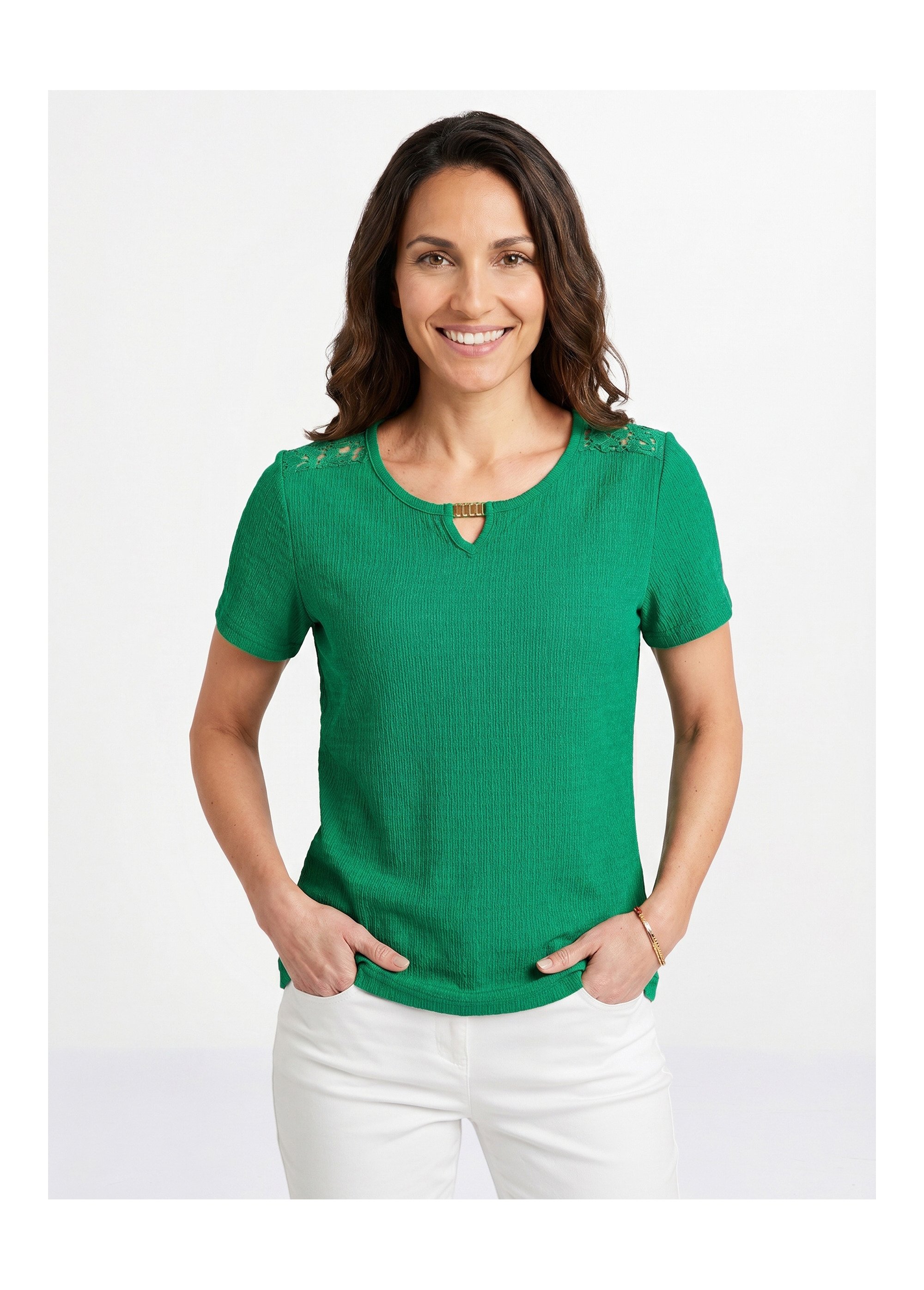 T-shirt court dentelle Femme Vert CABAS MV1