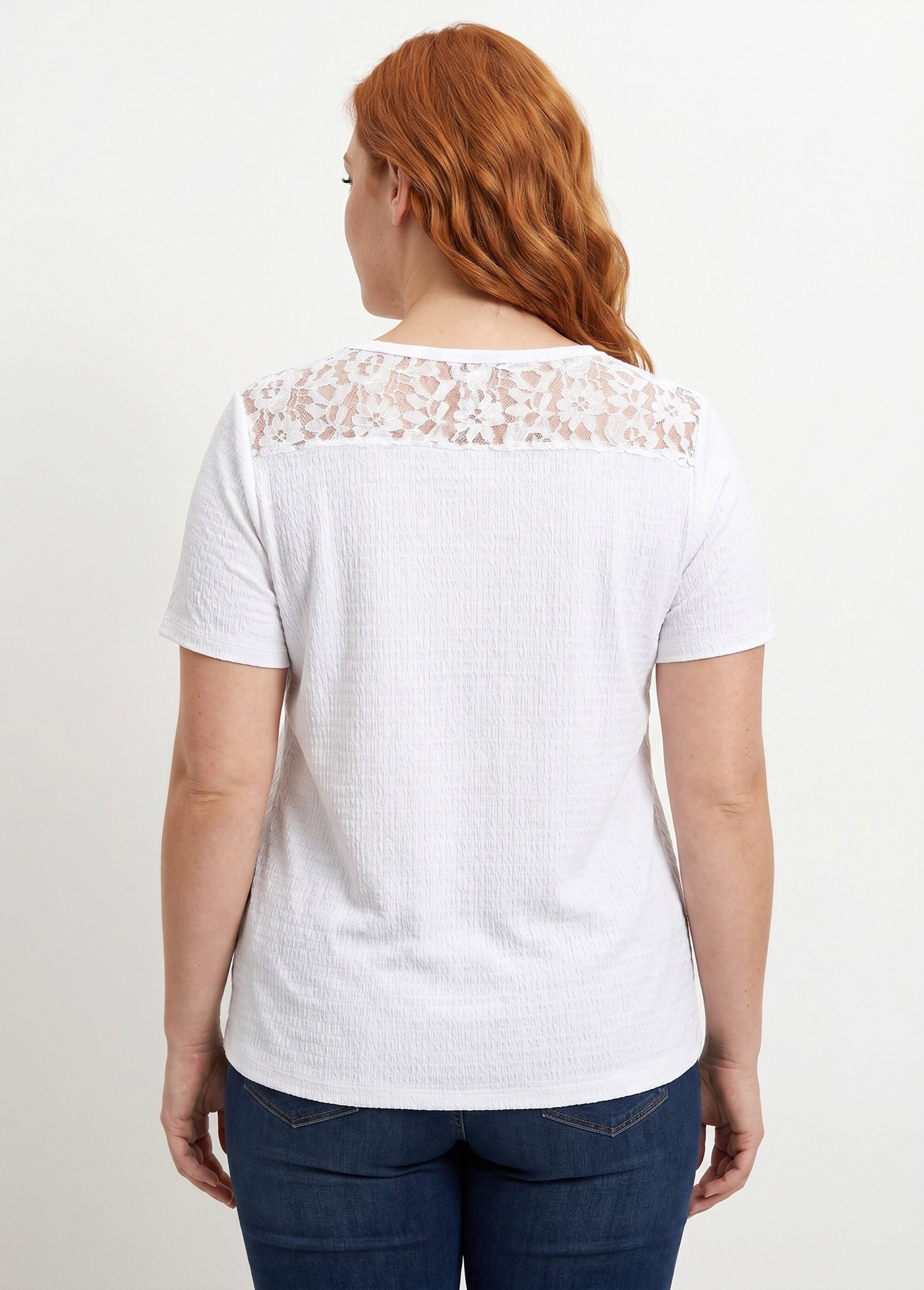 T-shirt court dentelle