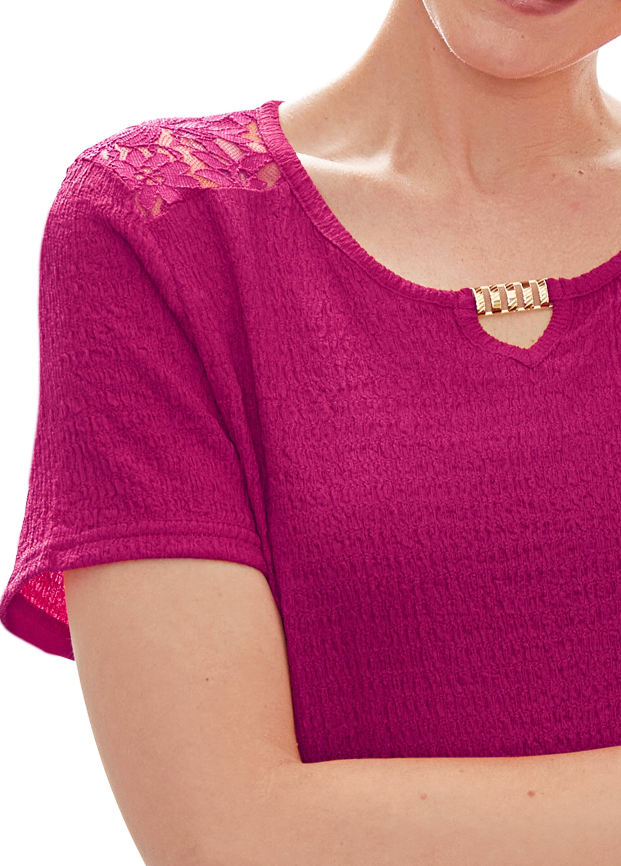 T-shirt court dentelle Femme Violet CABAS DE1
