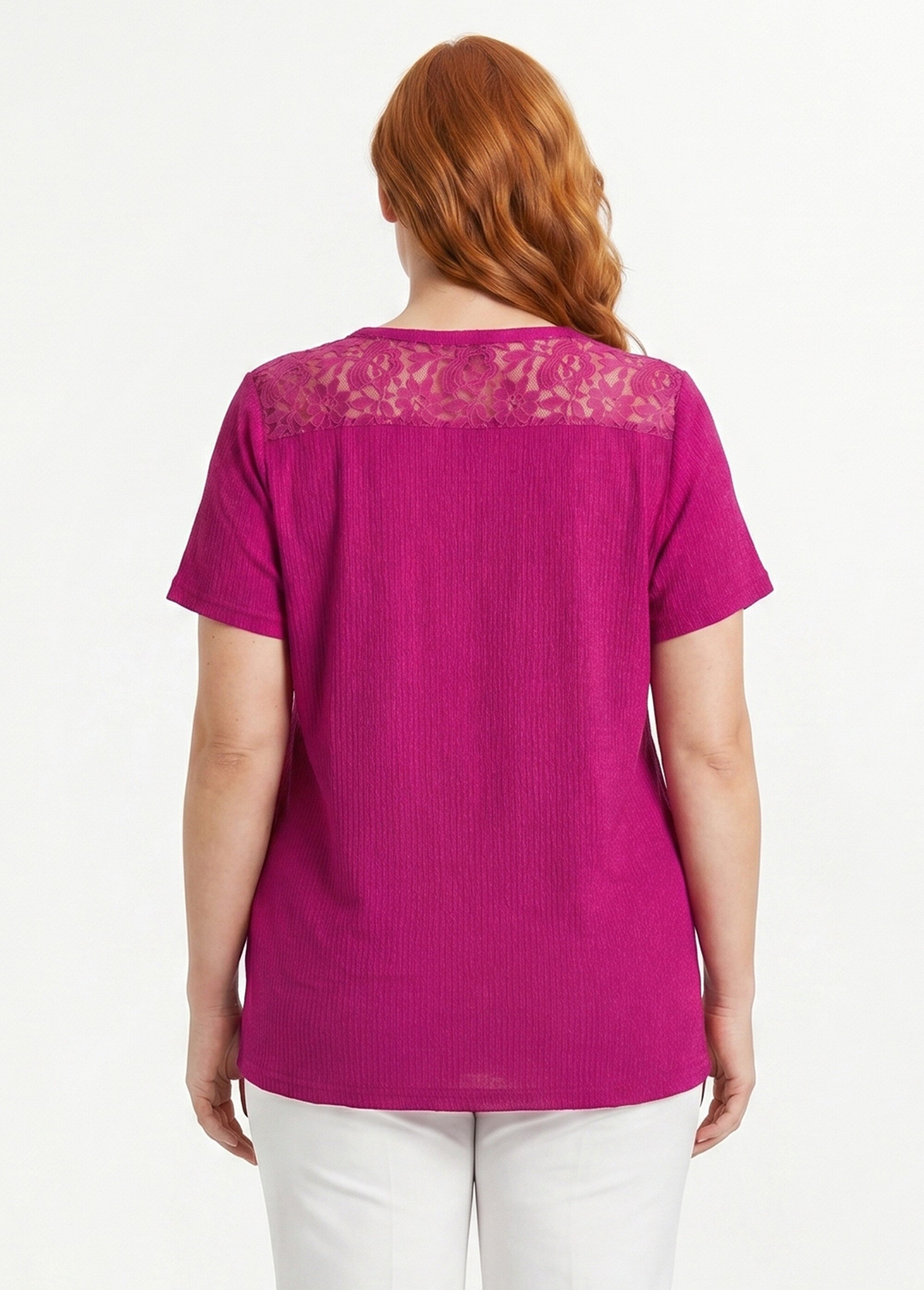 T-shirt court dentelle