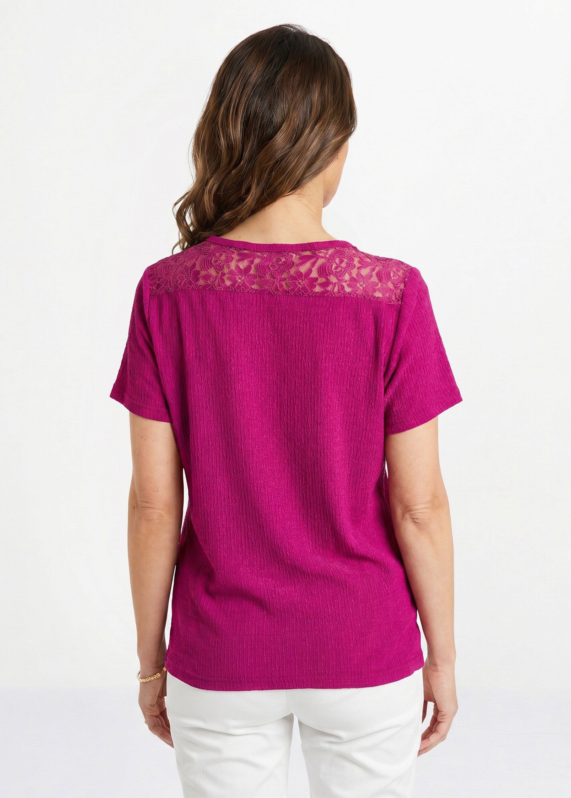 T-shirt court dentelle