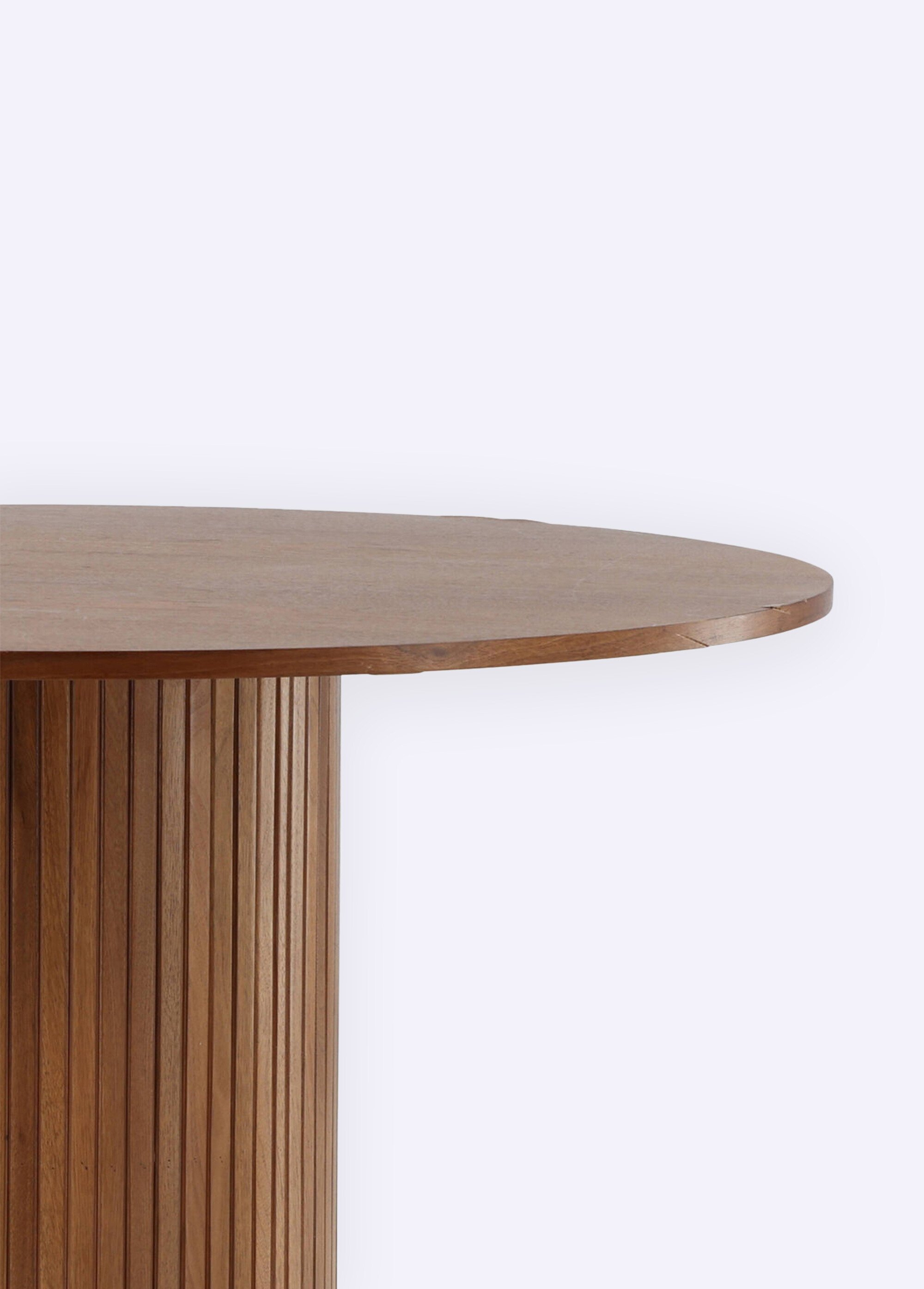 Table à manger peuplier pied cylindrique NOYER VEN-15596-848 DE1