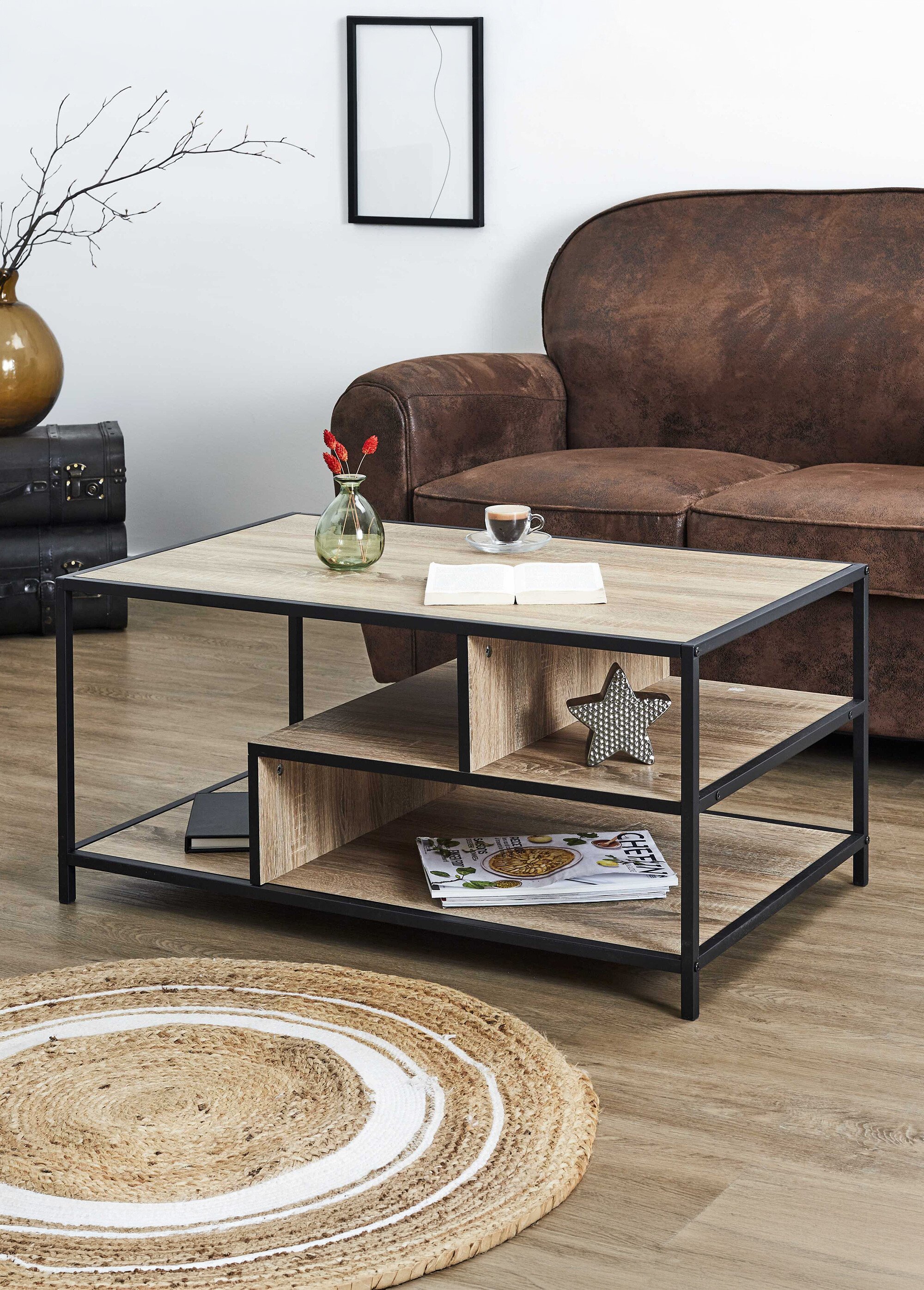 Table basse design escalier EDISON MARRON CMP-HD0509 SI1