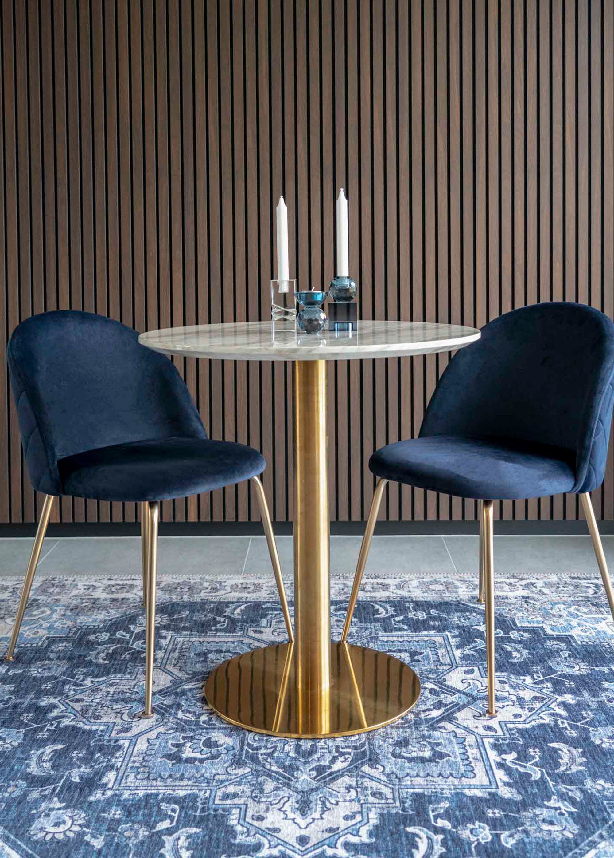 Table d'appoint effets marbre et laiton BLANC HN-2201140 SI1