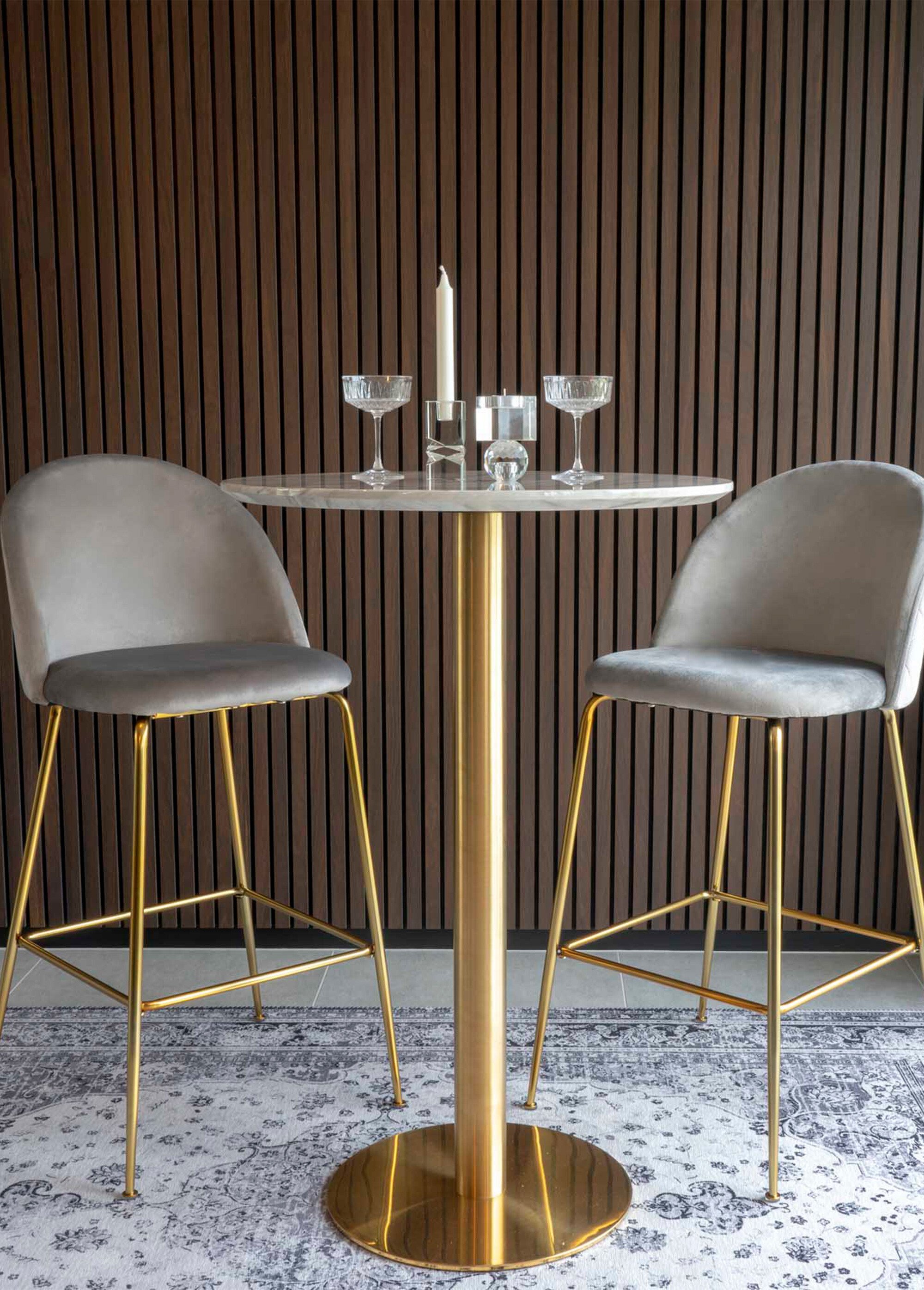 Table haute avec effets marbre et laiton BLANC HN-2301000 SI1