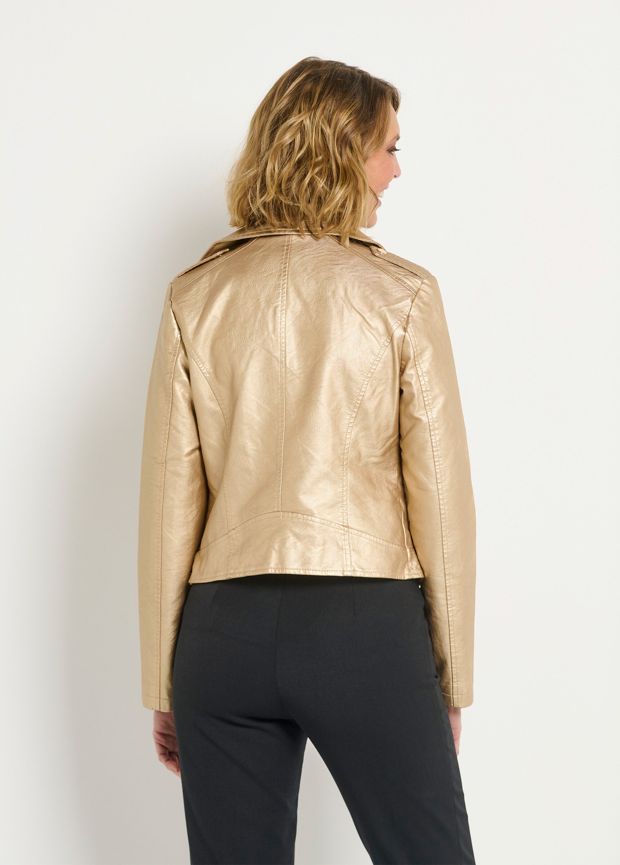 Veste zippée tendance en simili cuir
