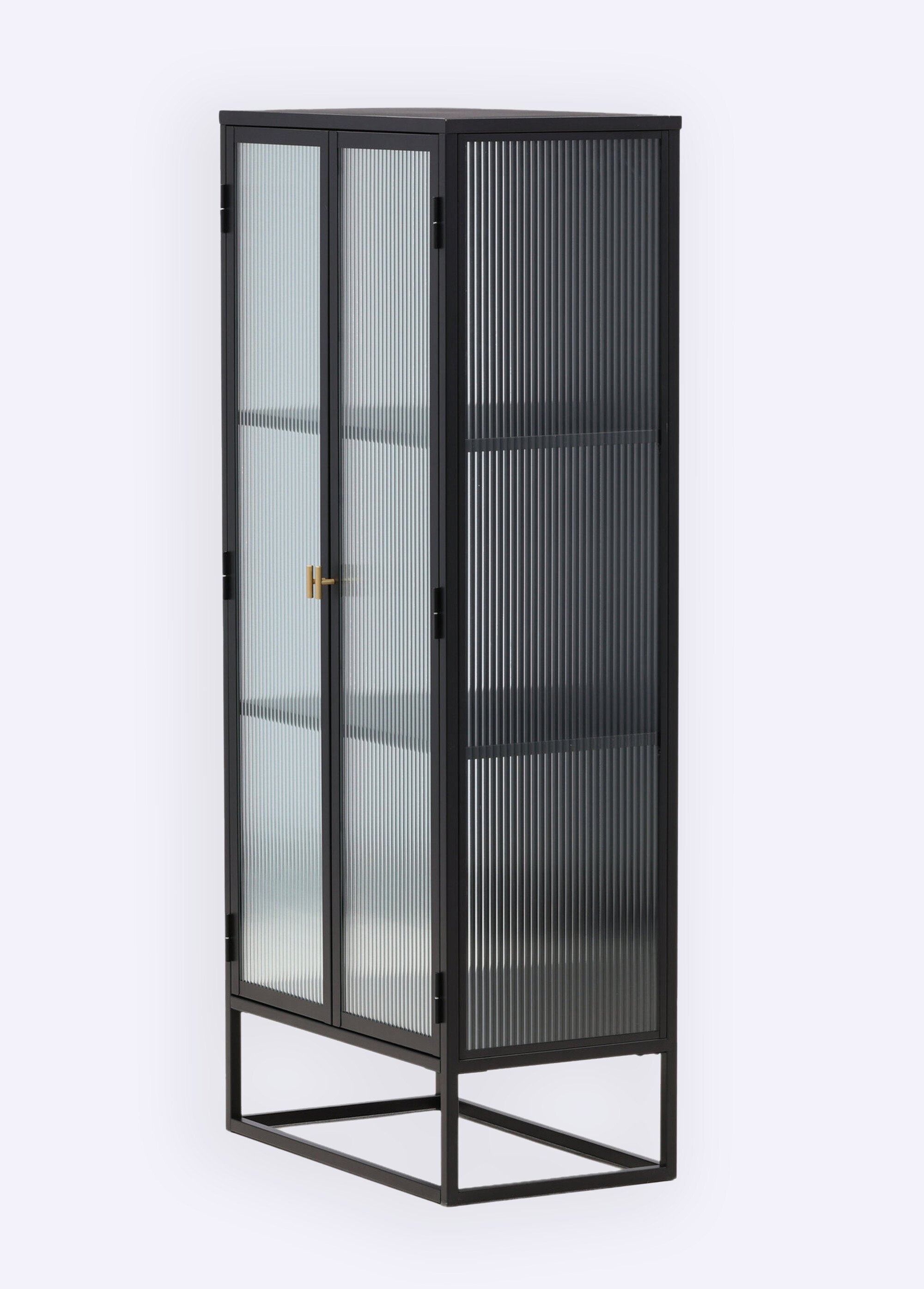 Armoire à portes verre, structure acier NOIR VEN-15630-208 DE2