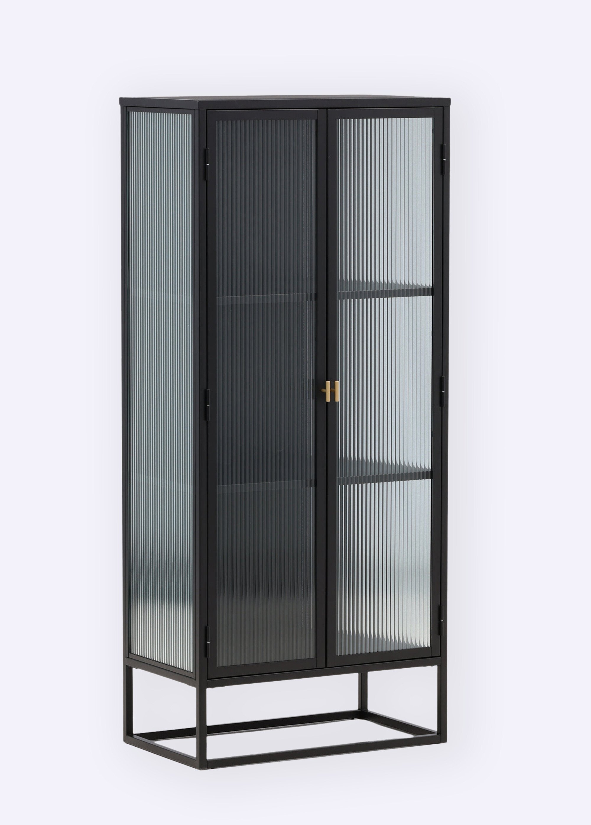 Armoire à portes verre, structure acier NOIR VEN-15630-208 FA1