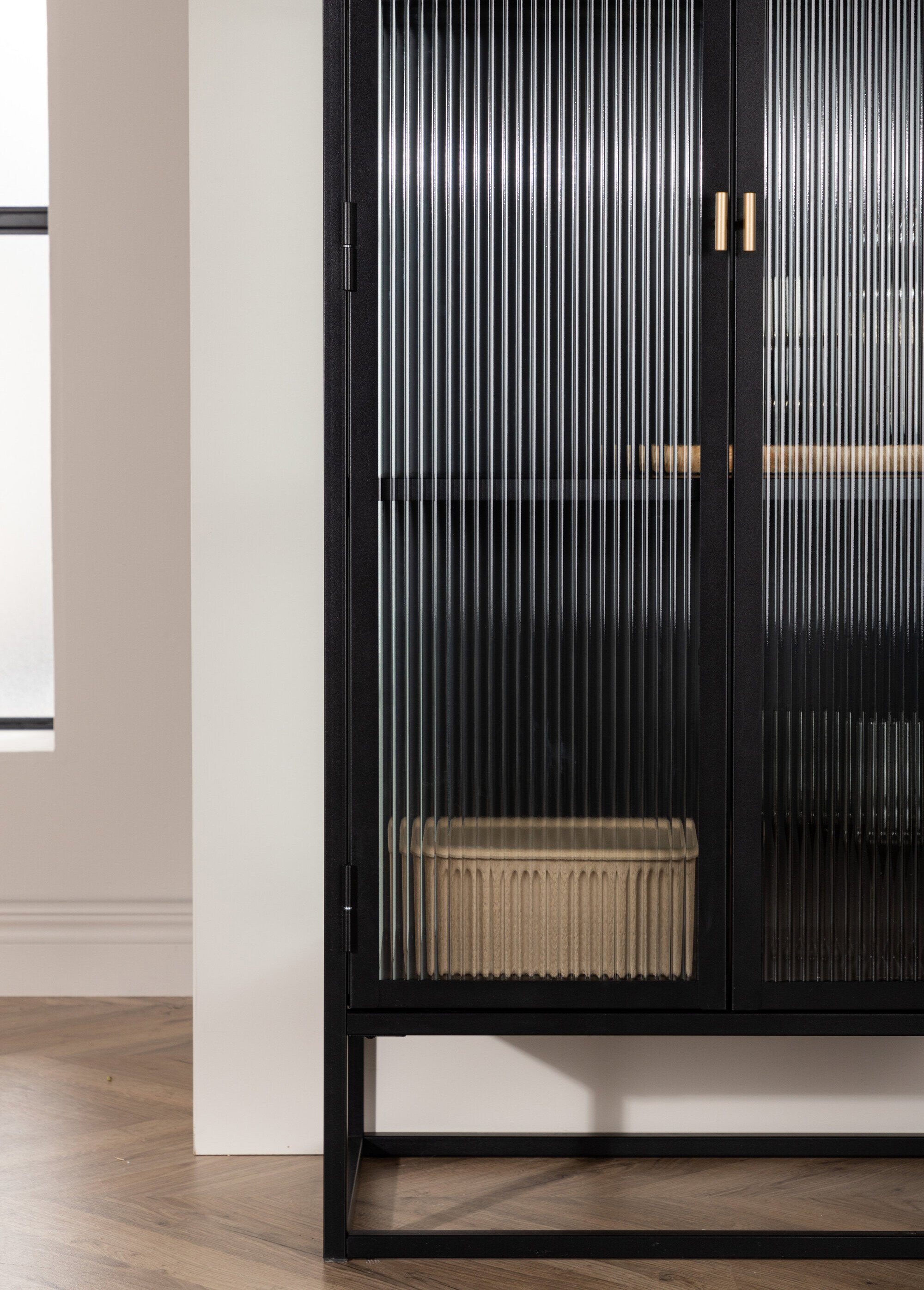 Armoire à portes verre, structure acier NOIR VEN-15630-208 SF2