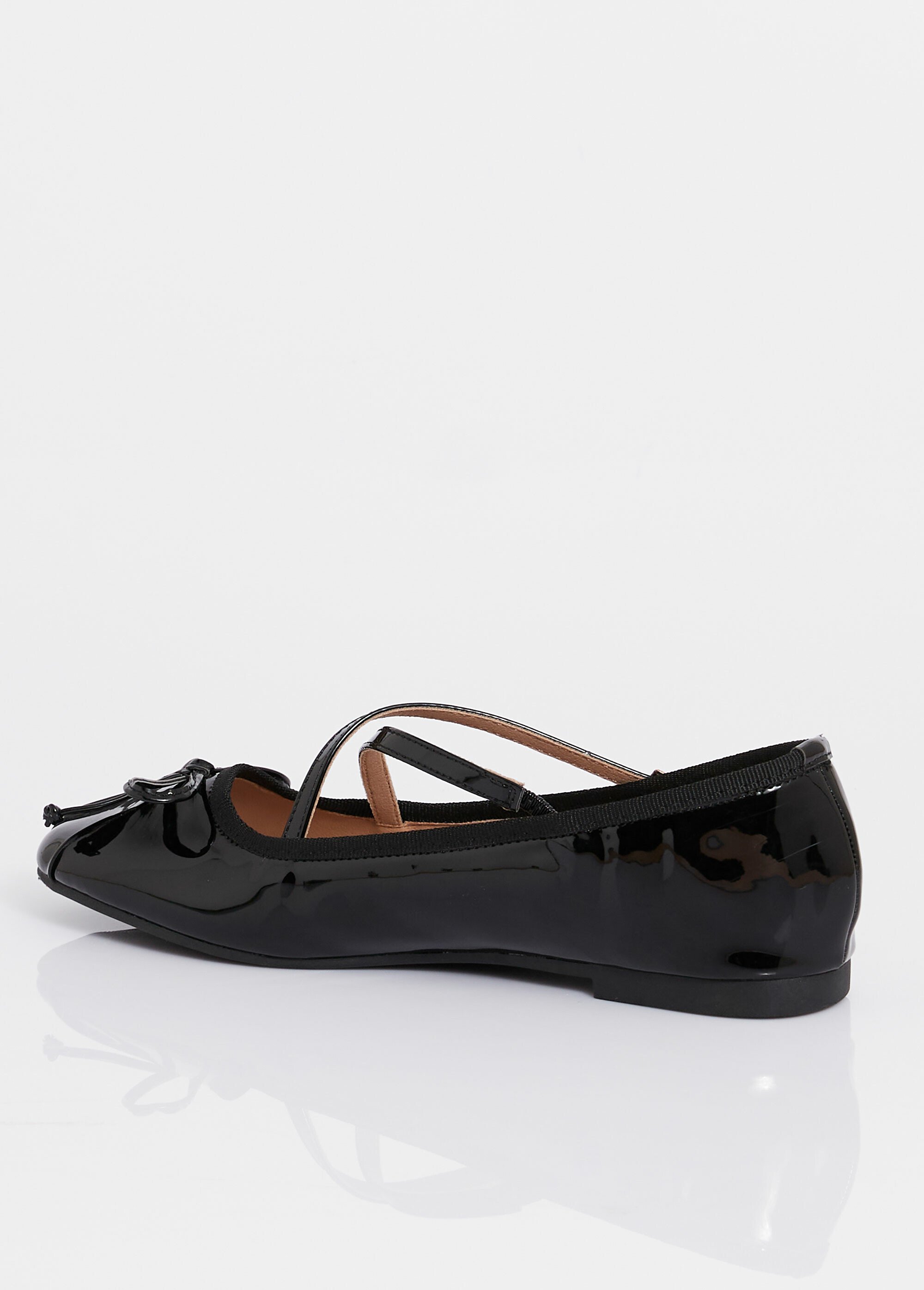 Ballerines vernies avec brides croisées Femme Noir MAR6625-1 DO1