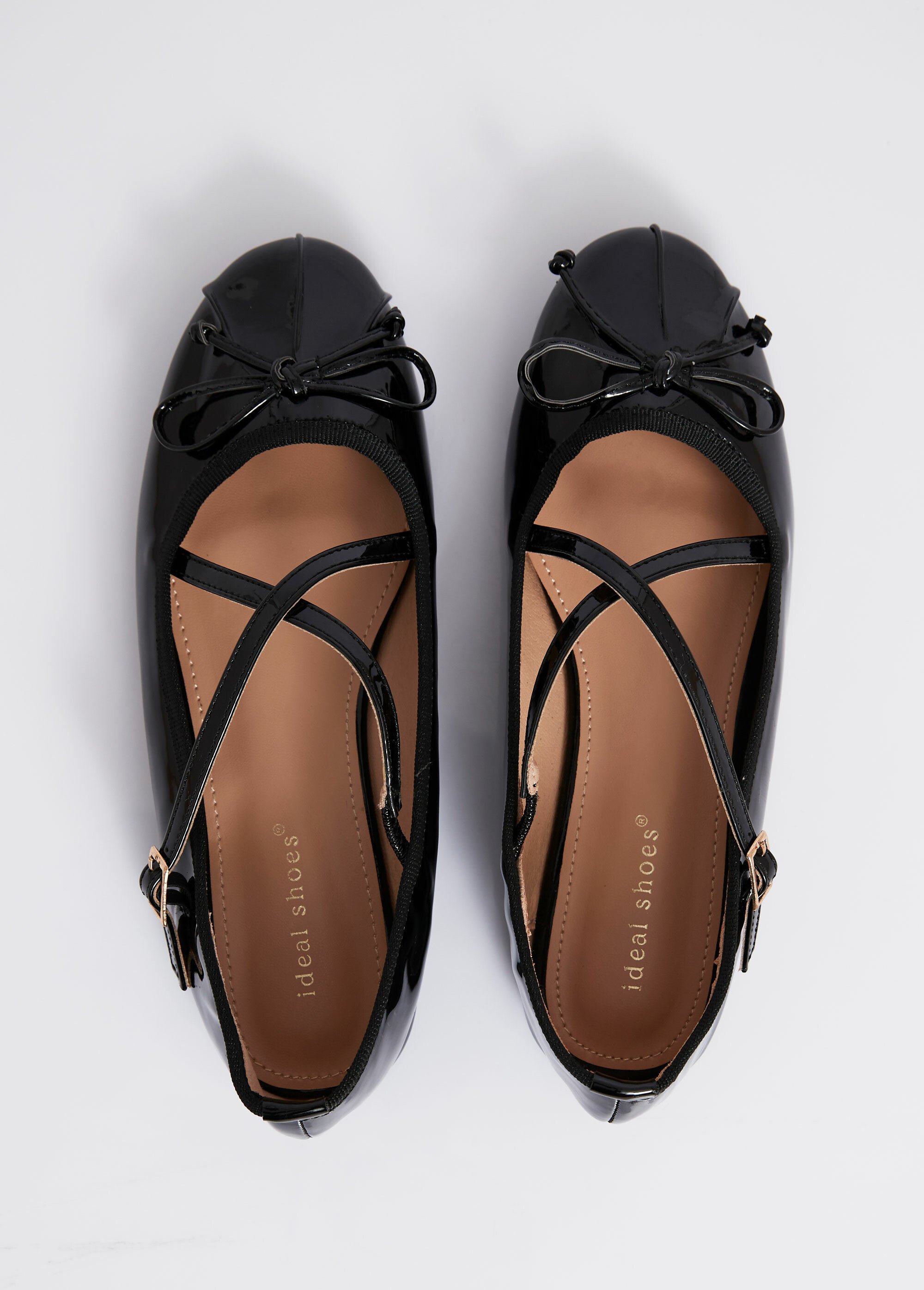 Ballerines vernies avec brides croisées Femme Noir MAR6625-1 OV1